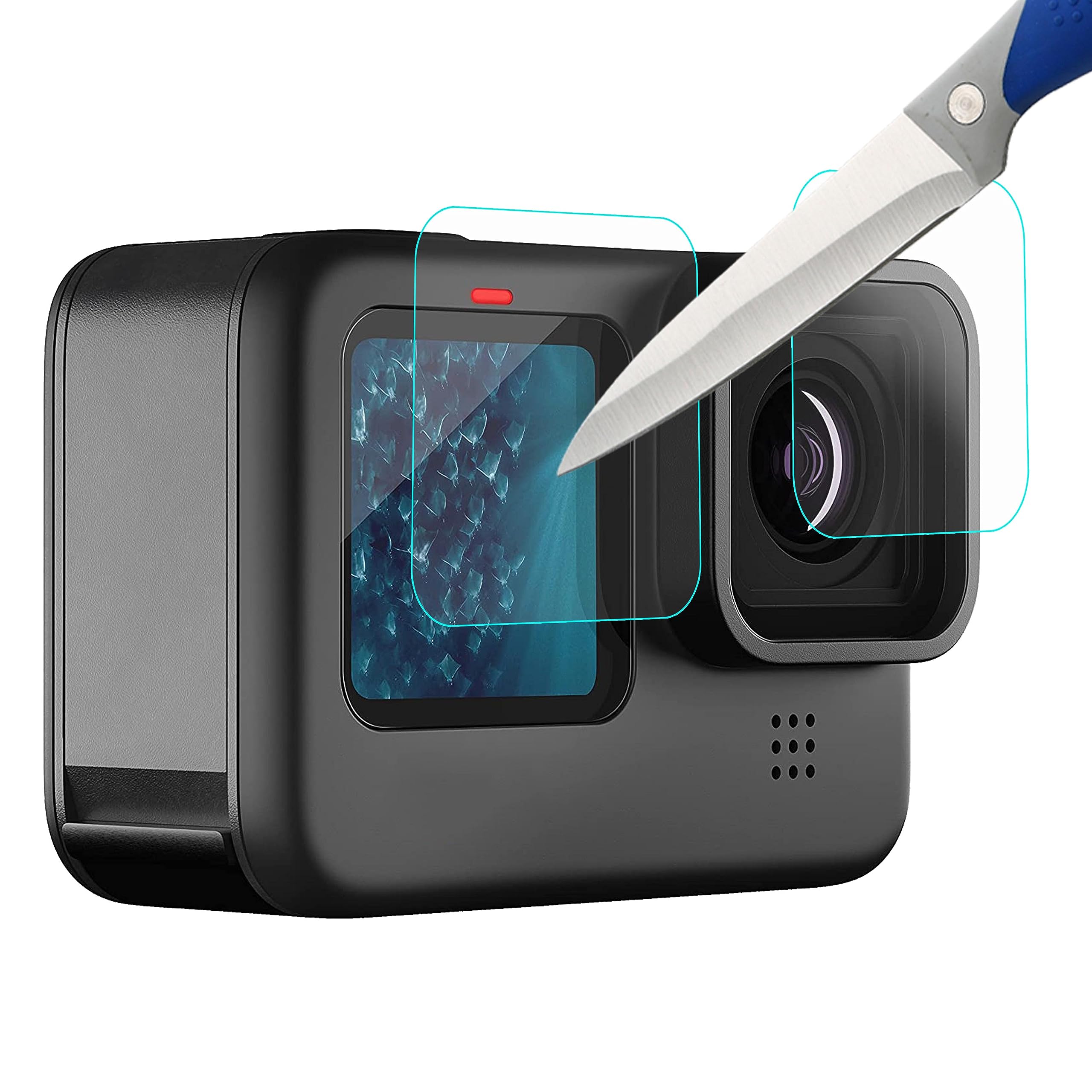 Mr.Shield [9 Pcs] Hartowane Szkło do GoPro Hero12/GoPro Hero11/Hero10/Hero9 | [Back+Lens+Front] Ochraniacz Ekranu Odporny na Zarysowania HD Przejaśniać Hartowane szkło 9H