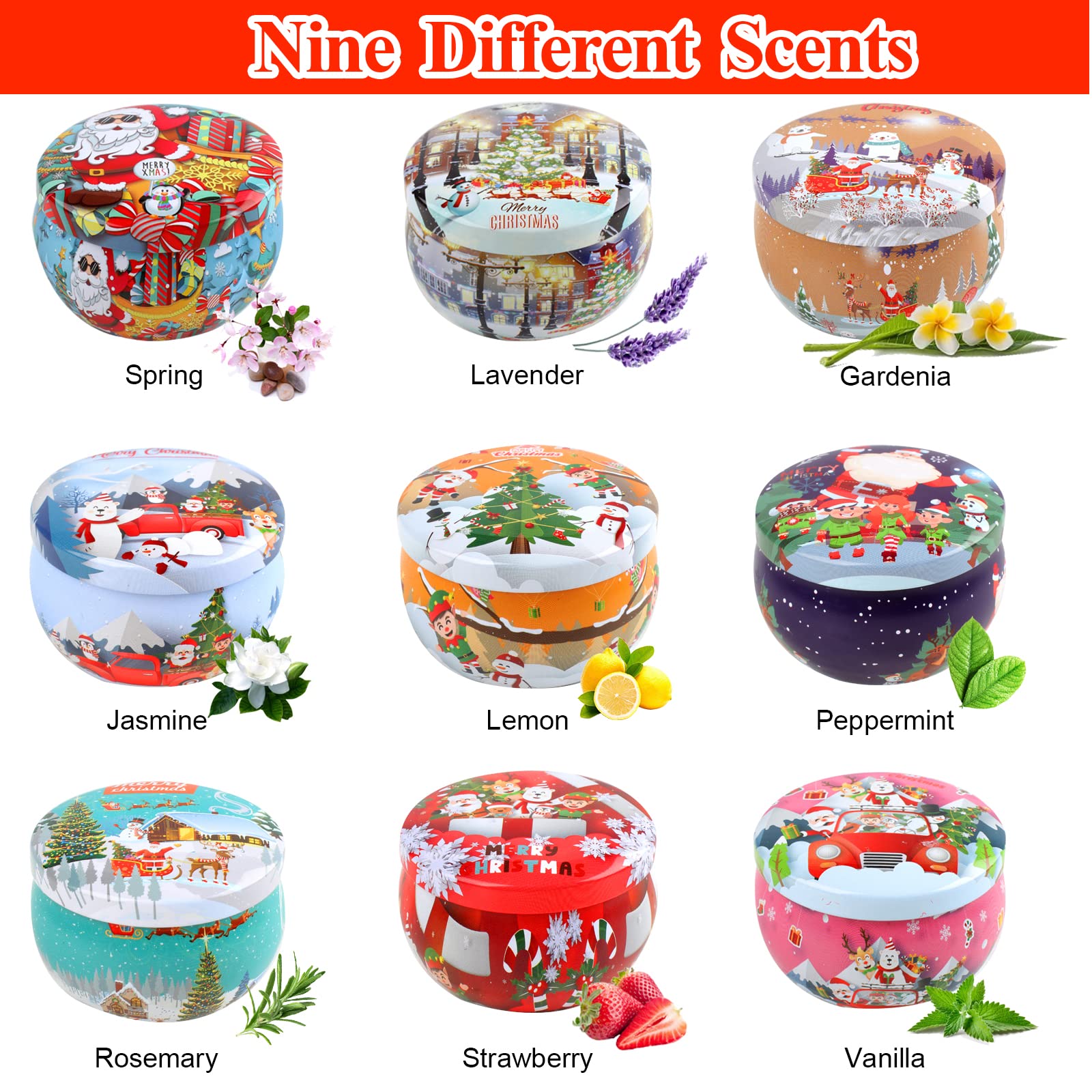 TEPENAR Duftkerzen Set Aus Sojawachs - 9 Wunderbare Weihnachtsdüfte Für Gemütliche Abende