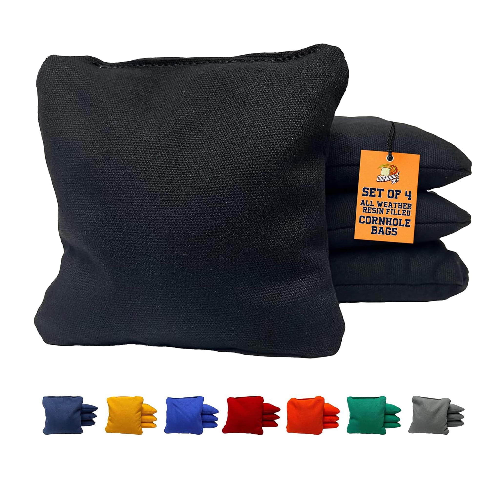 Cornhole365 All Weather Cornhole Bags - 6"x6" Premium Plastic Pellet Resin-Filled, Weather-Resistant, Solid Color Duck Cloth Cornhole Bean Bags -