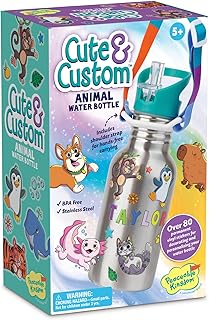 MindWare Cute & Custom Animal Water Bottle Decorating Kit | A leak-proof kids water bottle they decorate themselves. Ages 5+.