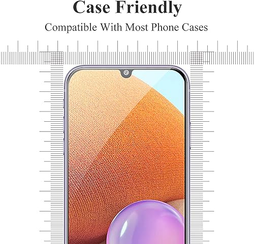 Miniatura 5 de Paquete de 3 protectores de pantalla para Samsung Galaxy A32 4G Premium HD Película de vidrio templado dureza 9H, compatible con fundas, fácil