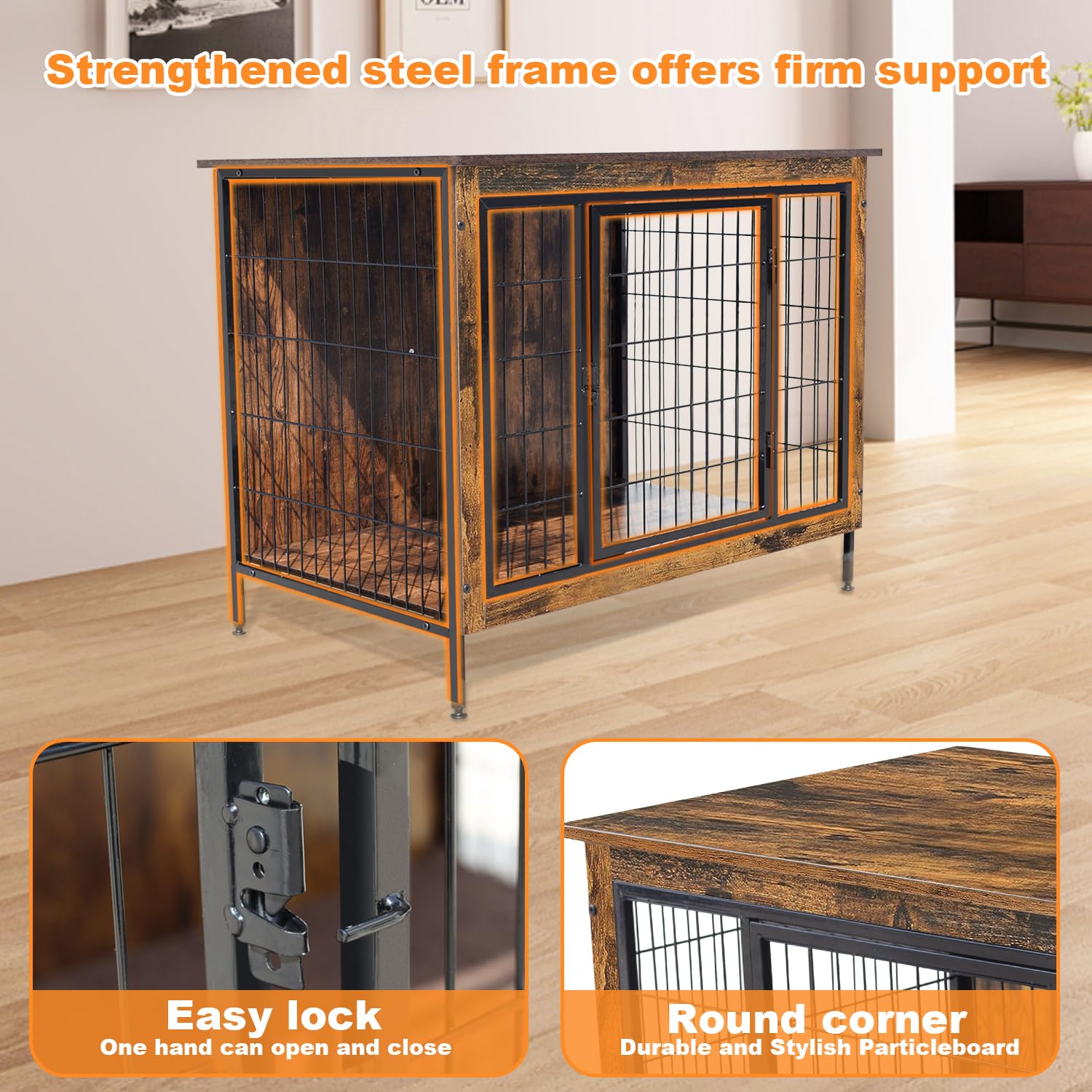 MAOHEGOU Dog Furniture Style Crate with Cushion,Side End Table,Indoor