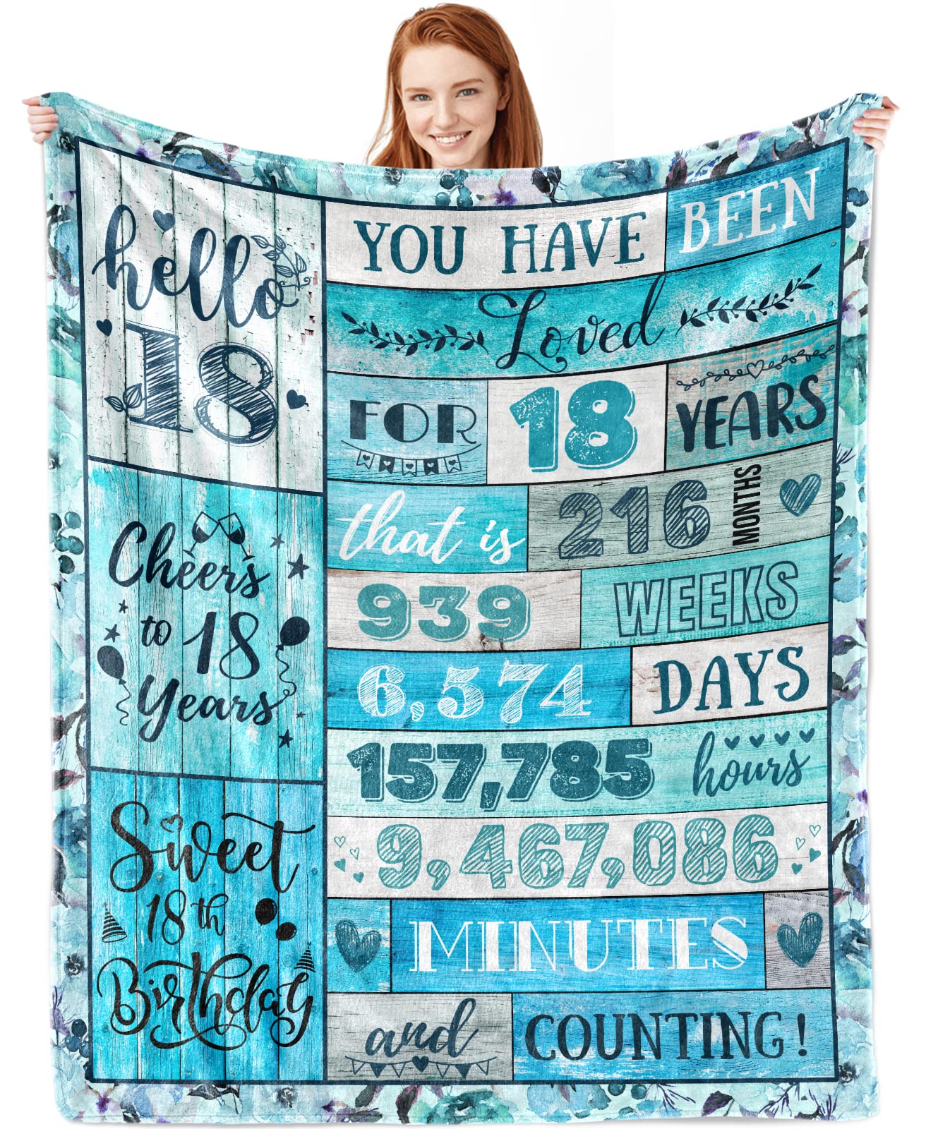 Photo 1 of 18th Birthday Gifts for Girls Blanket 18th Birthday Decorations 18 Years Old Girl Birthday Gifts Ideas Special 18th Birthday Decor for Sister Bestie Daughter 50 x 60 Inch 18 Birthday