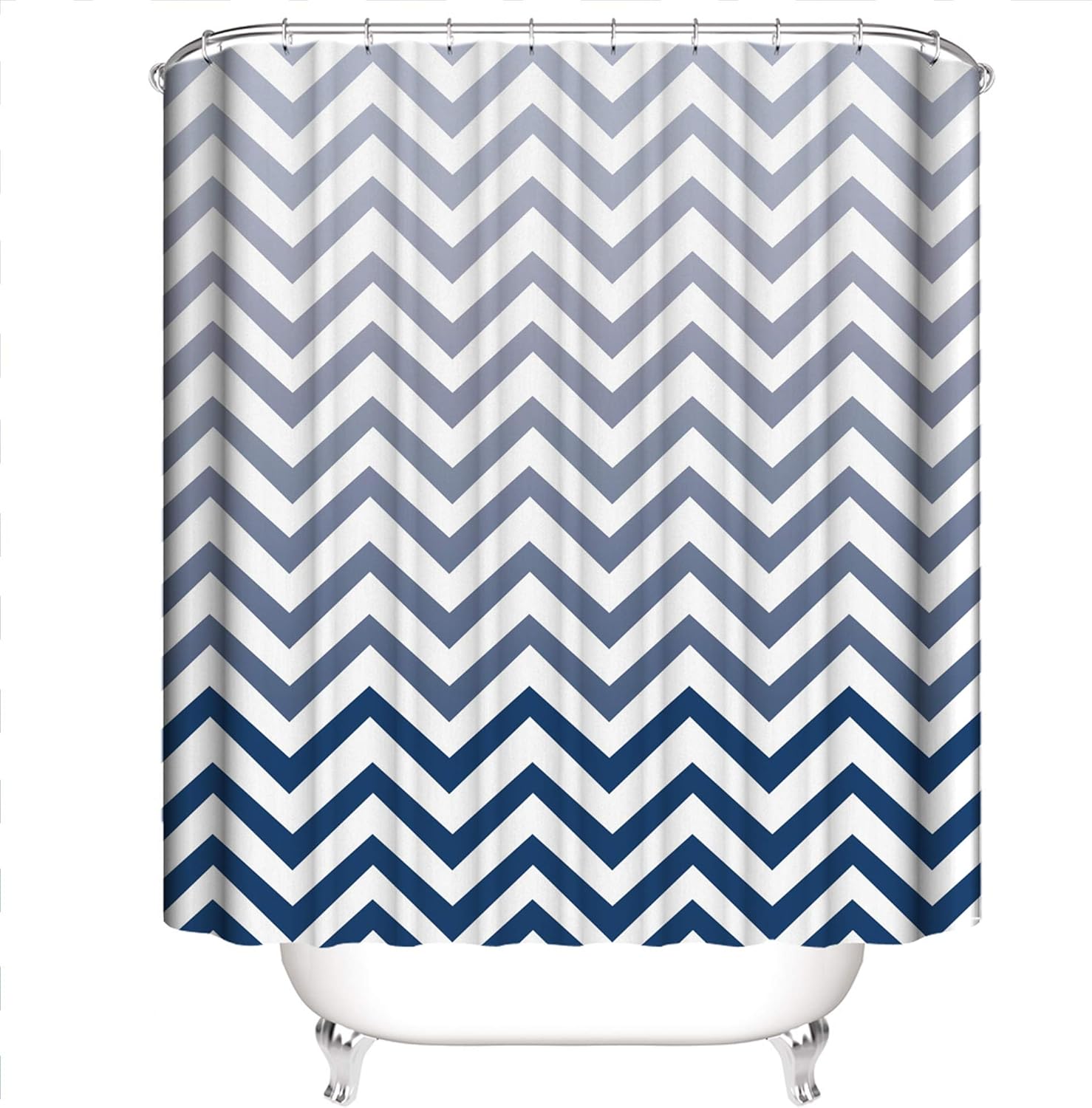 Yeacun Chevron Shower Curtain 72" x 72", Navy Chevron