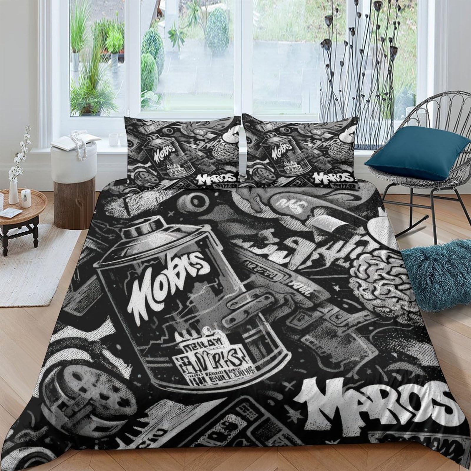 Ctjqhvkz Style-10 3D Printed Graffiti Comic Fitted Sheet Microfiber Soft Breathable Urban Art Bed Cover For Bedroom Dorm Decor Single（135X200cm）