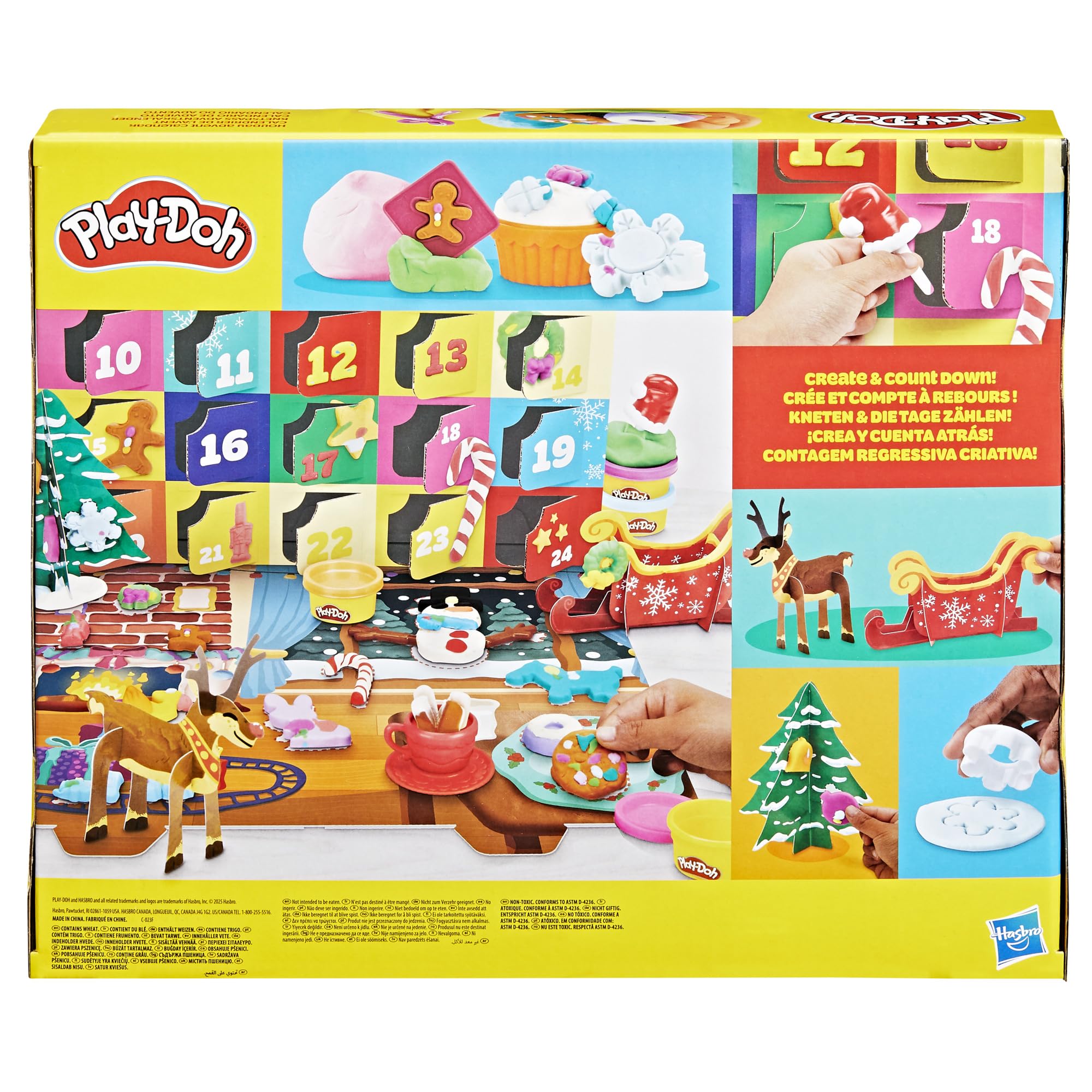 Hasbro Play-Doh, Calendario dell'Avvento per Bambini e Bambine, Arti e Mestieri Creativi, Ottima Idea Regalo, Contiene 24 Colori e 28 Accessori Festivi, 3+ Anni