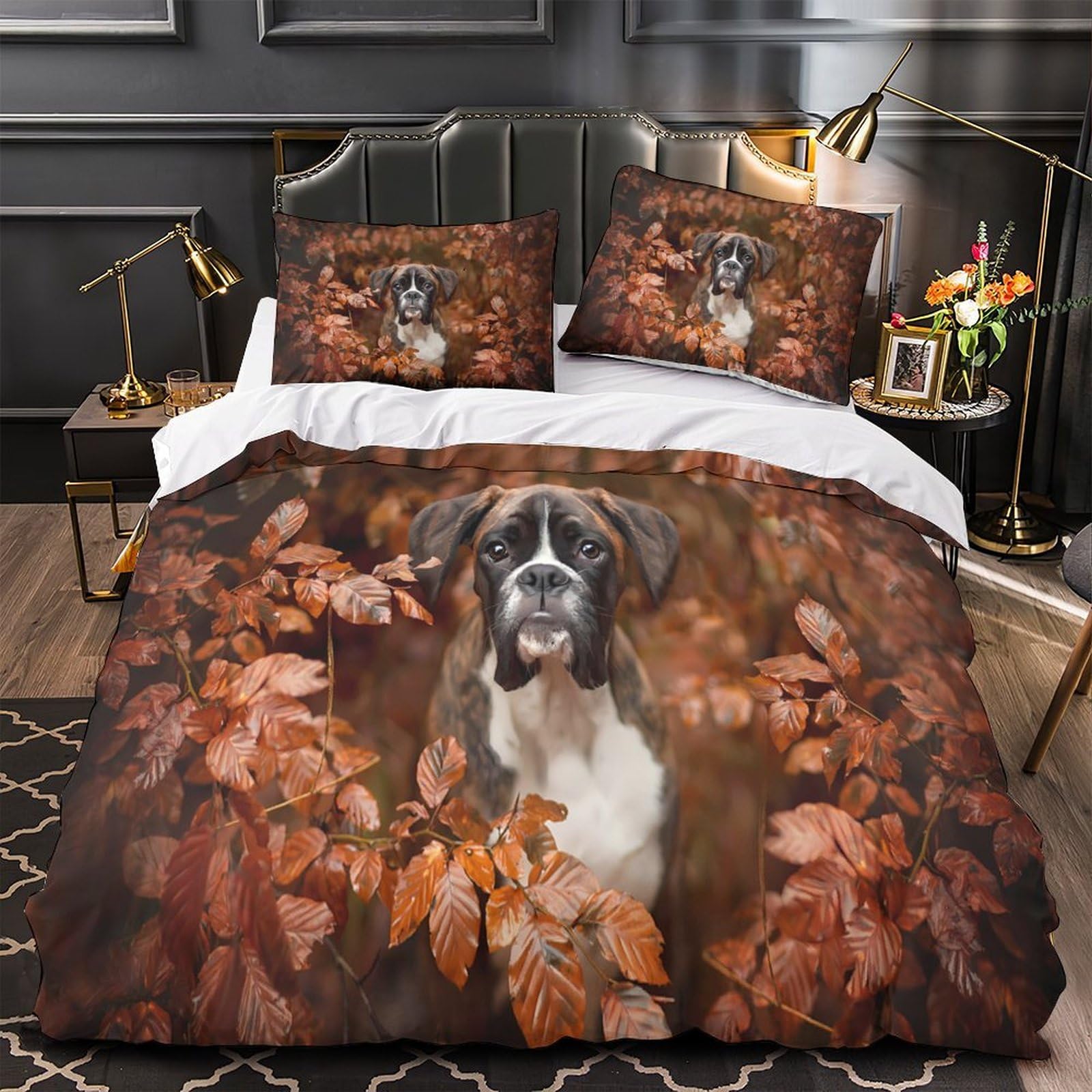 Housse de couette Boxer 3D microfibre parure de lit 135x200cm fermeture éclair