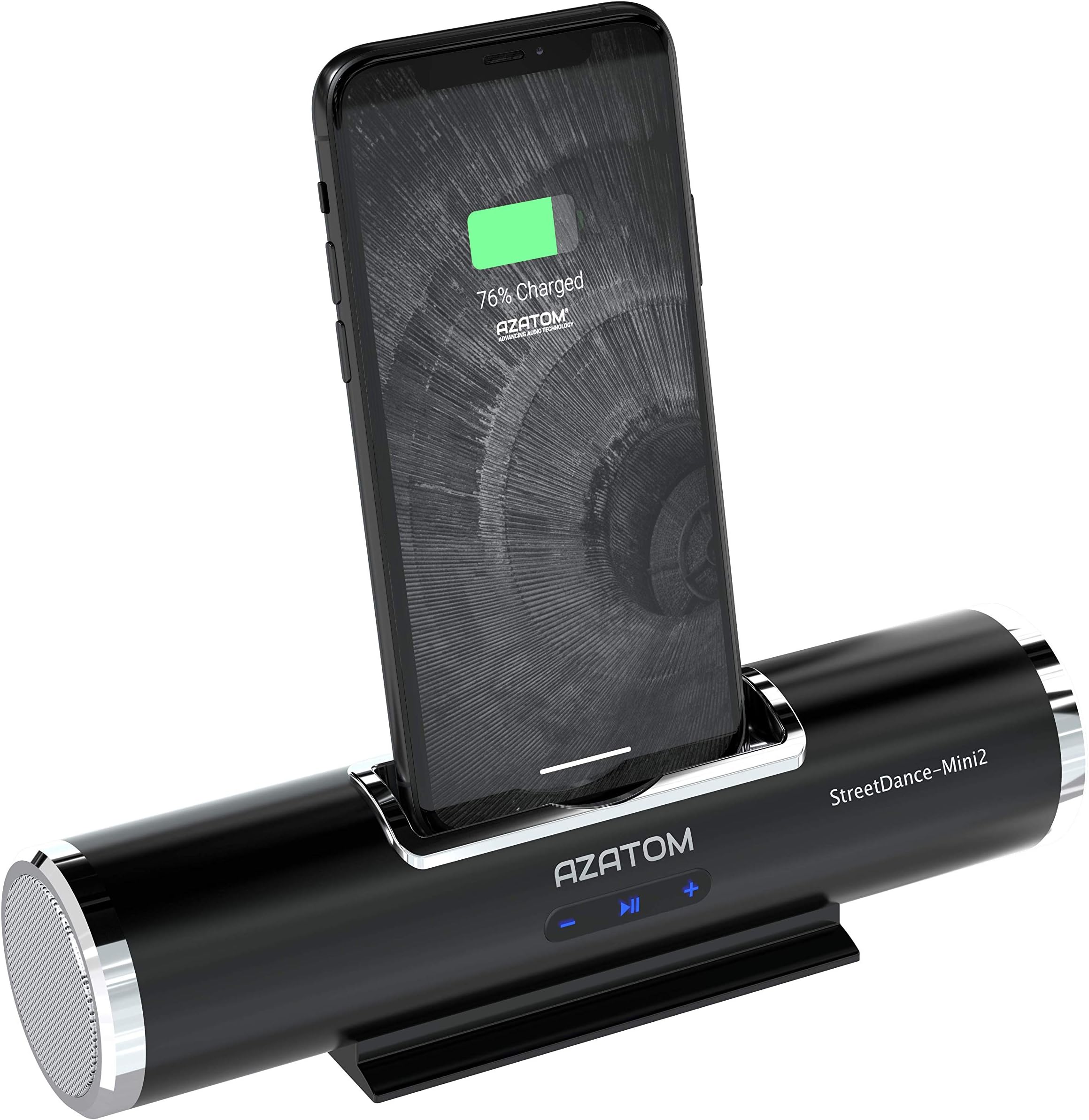 AZATOM StreetDance II docking station speaker with 8-pin for iPhone 11 Pro Max, 11 Pro, 11, Xs, Xr, X, 8, 8plus, 7, 7plus, 6s, 6plus, 5s, 5c, 5, SE (Streetdance 2 Black)