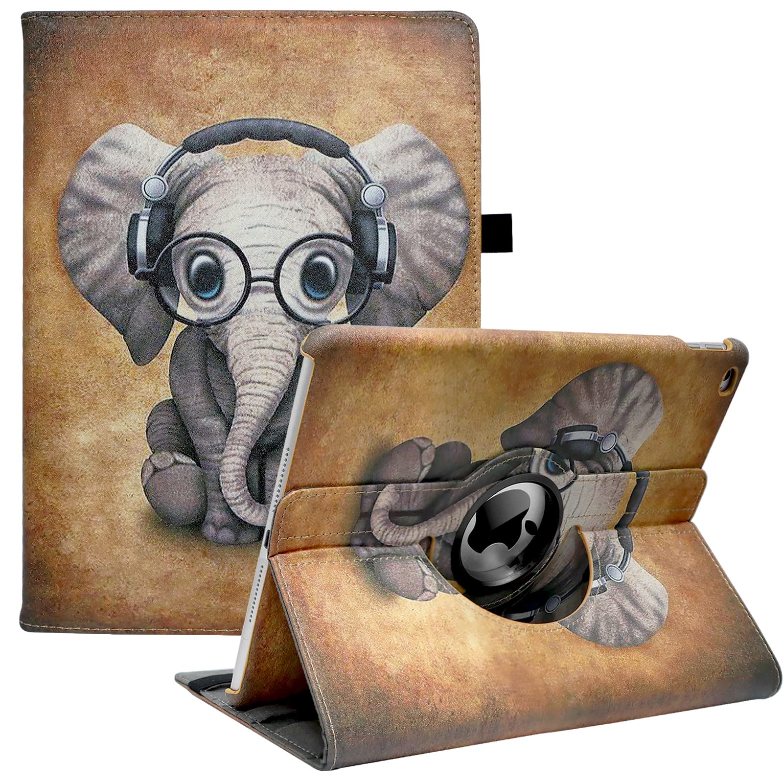 New iPad 9.7 2018 2017 / iPad Air 2 Case - 360 Degree Rotating Stand Protective Cover with Auto Sleep Wake for iPad 9.7 inch (6th Gen, 5th Gen) / iPad Air 2/ iPad Air (Elephant)