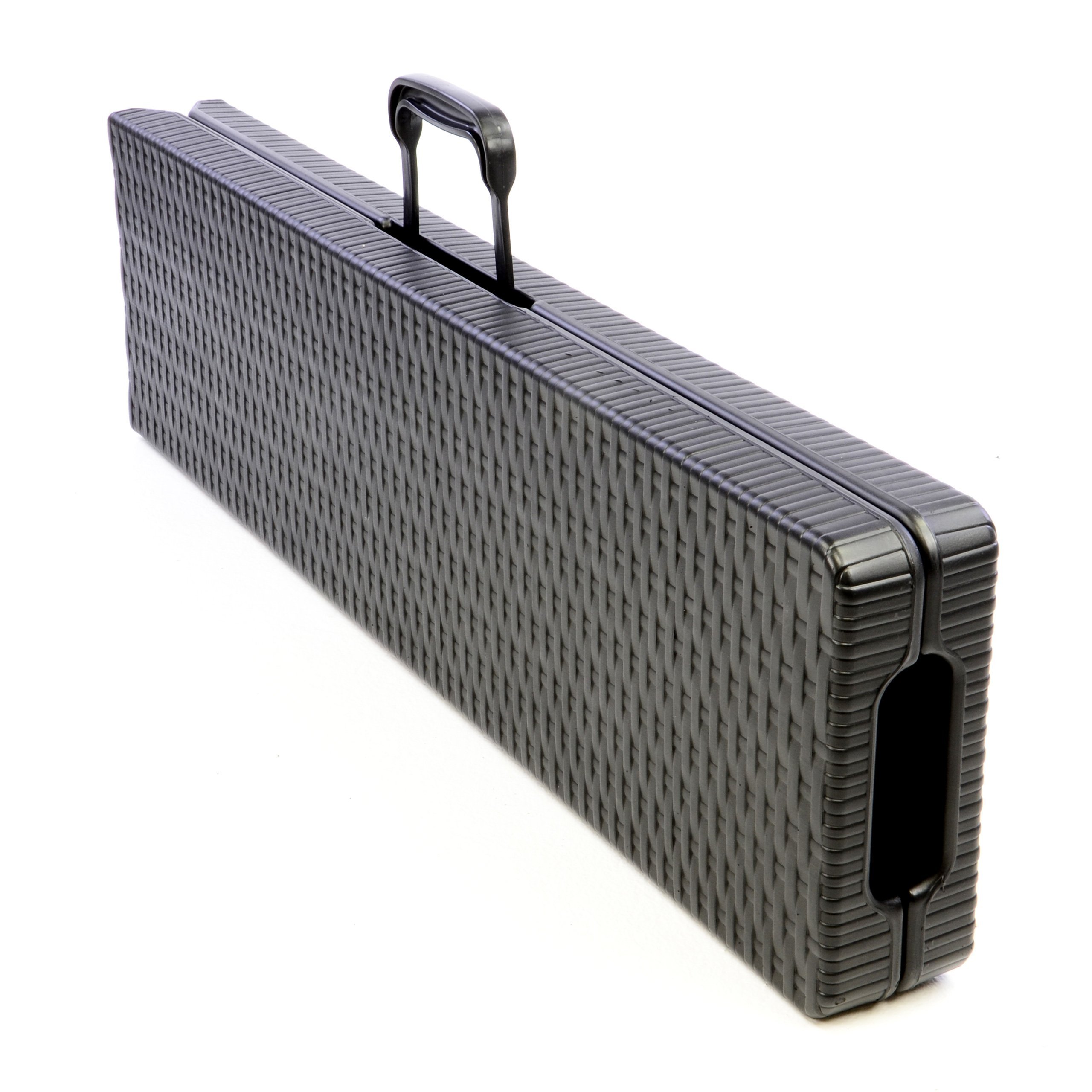 Nexos Trading Partybank 2er Set Klappbank Rattan-Optik 180 x 25 x 43 cm Bierbank bis 200 kg Gartenbank Garnitur robust stabil wetterfest Farbe wählbar weiß schwarz braun (schwarz)