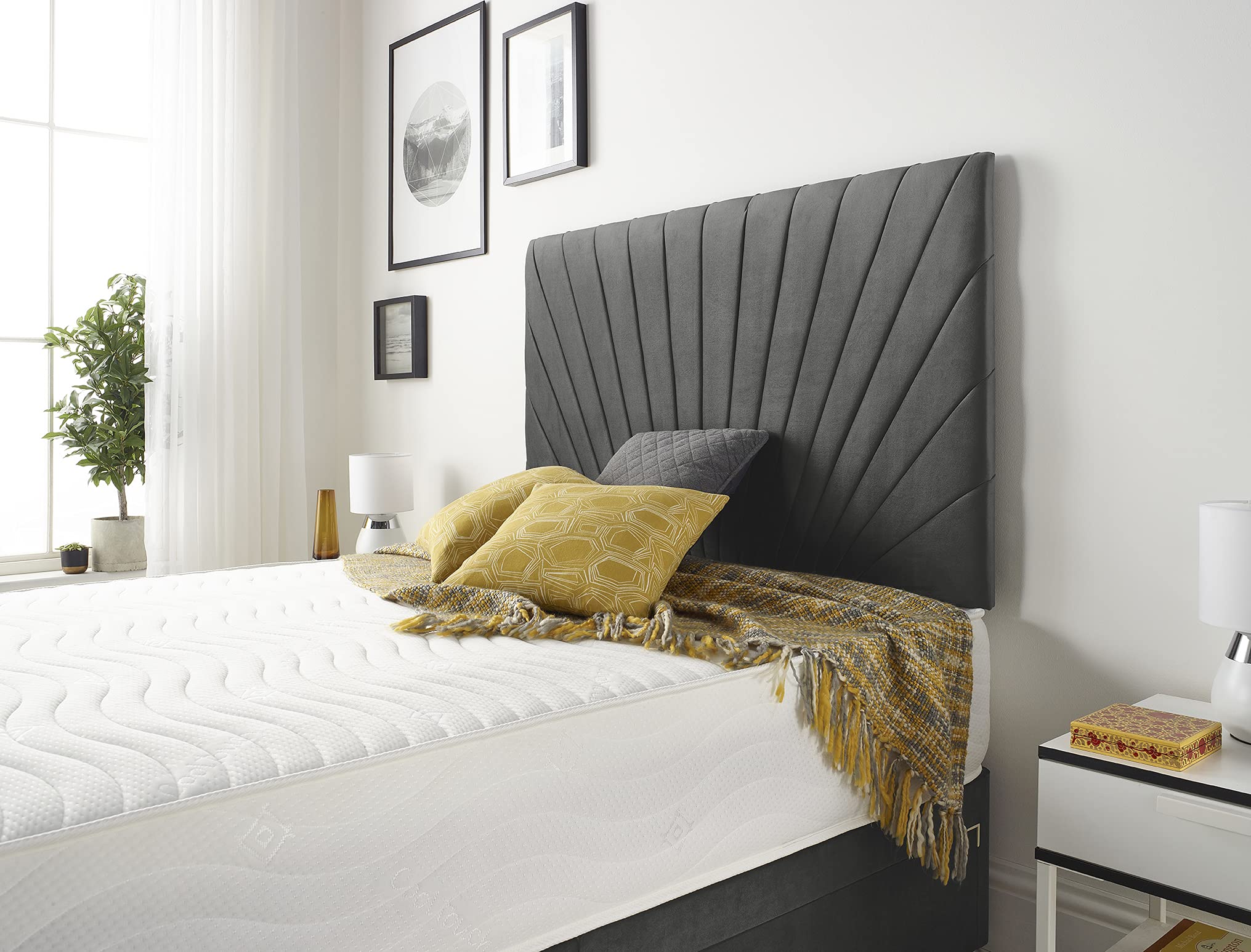 Bed Centre Platinum 32 Inch or 54 Inch Headboard Available in Different Fabrics and Colours 3FT, 4FT, 4FT6, 5FT, 6FT (5FT King, 54 Inch High Floor Standing, Tweed Charcoal)