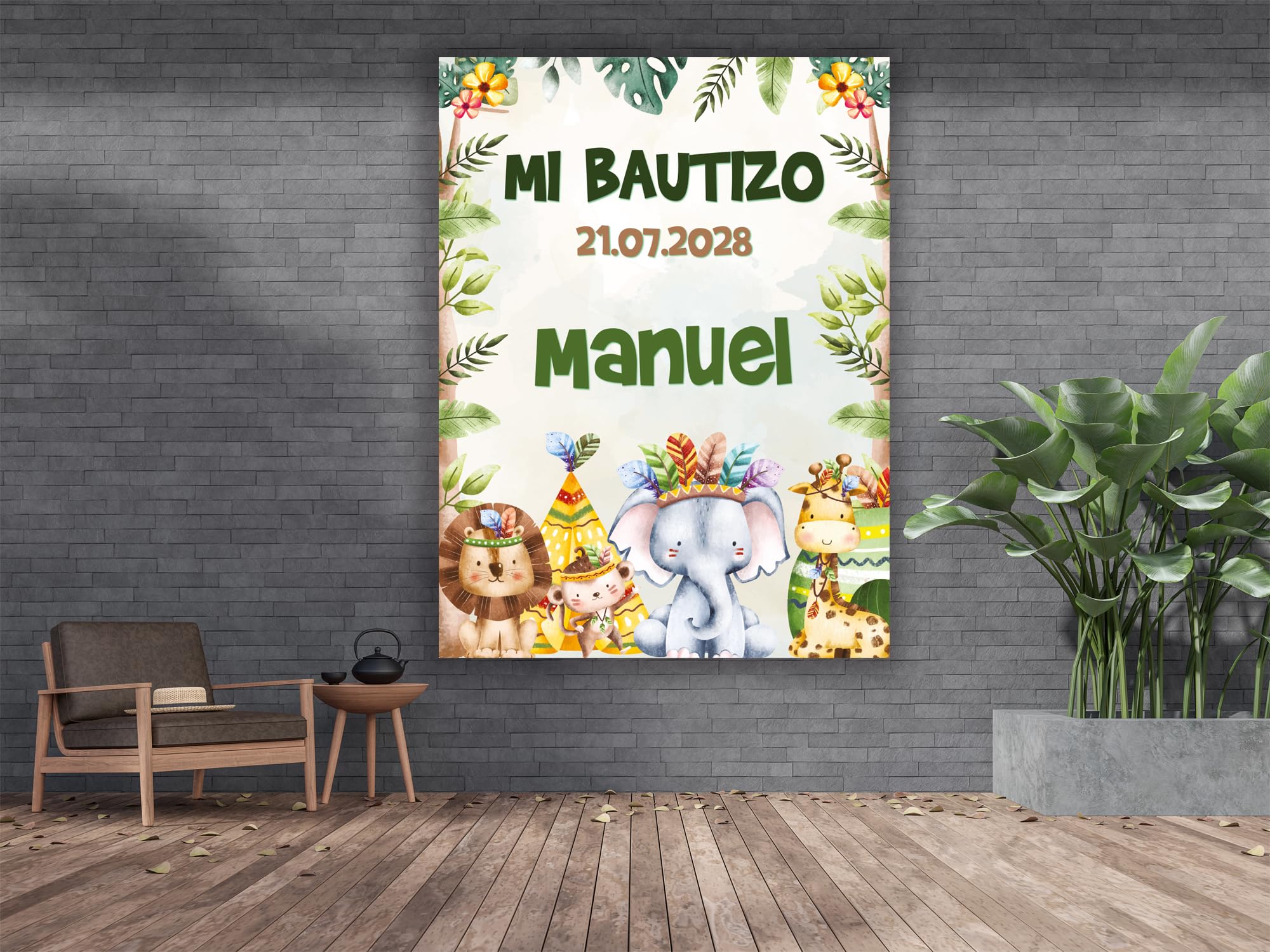 Oedim Photocall en Lona para Bautizo Animales, 300x200cm, Photocall Decorativo para Eventos o Celebraciones puntuales