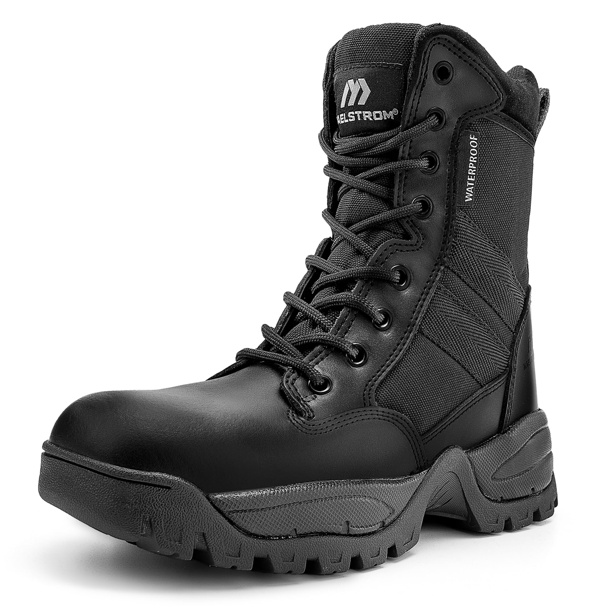 Maelstrom Men's Tactical Work Boots with Side Zipper – Lightweight Leather Military Style, Comfortable, Durable and Breathable for Outdoors