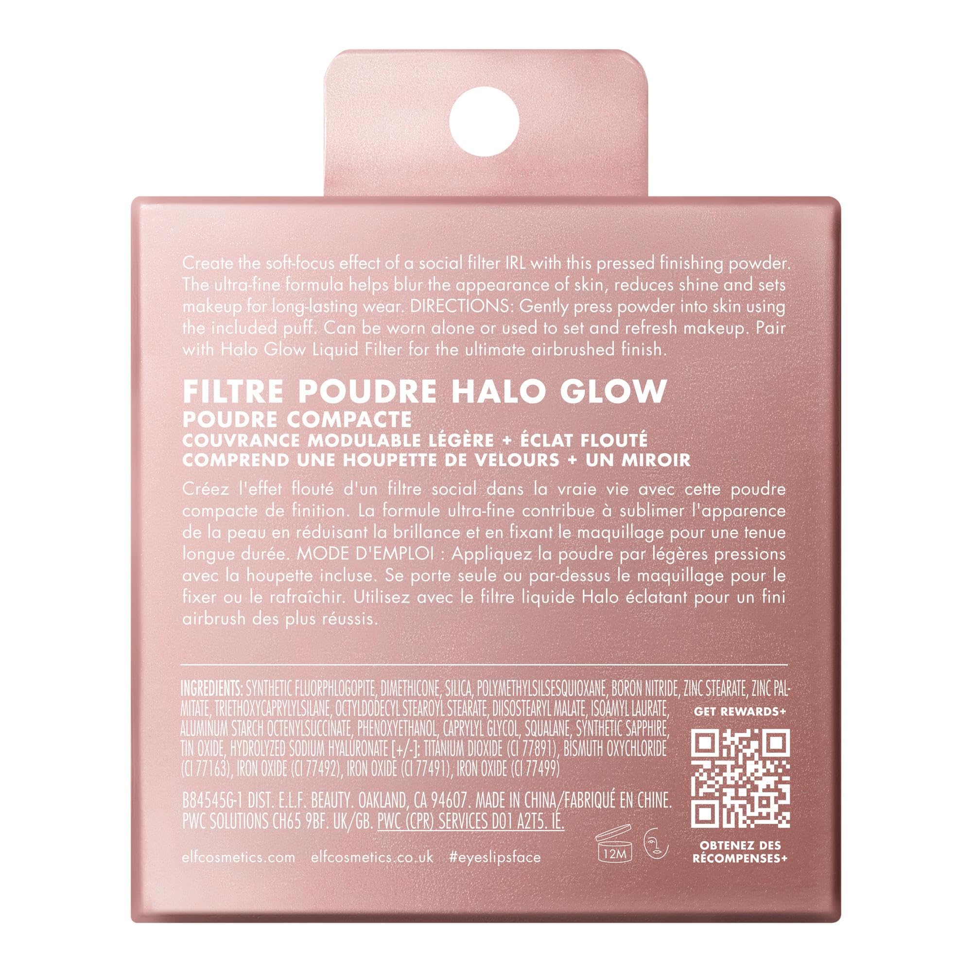 e.l.f. Halo Glow Powder Filter, Polvere Fissante Compatta, Coprenza Leggera e Modulabile, Sfuma L'aspetto dei Pori, Con Soffio Vellutato e Specchio, Vegano & Cruelty-Free, Light Neutral