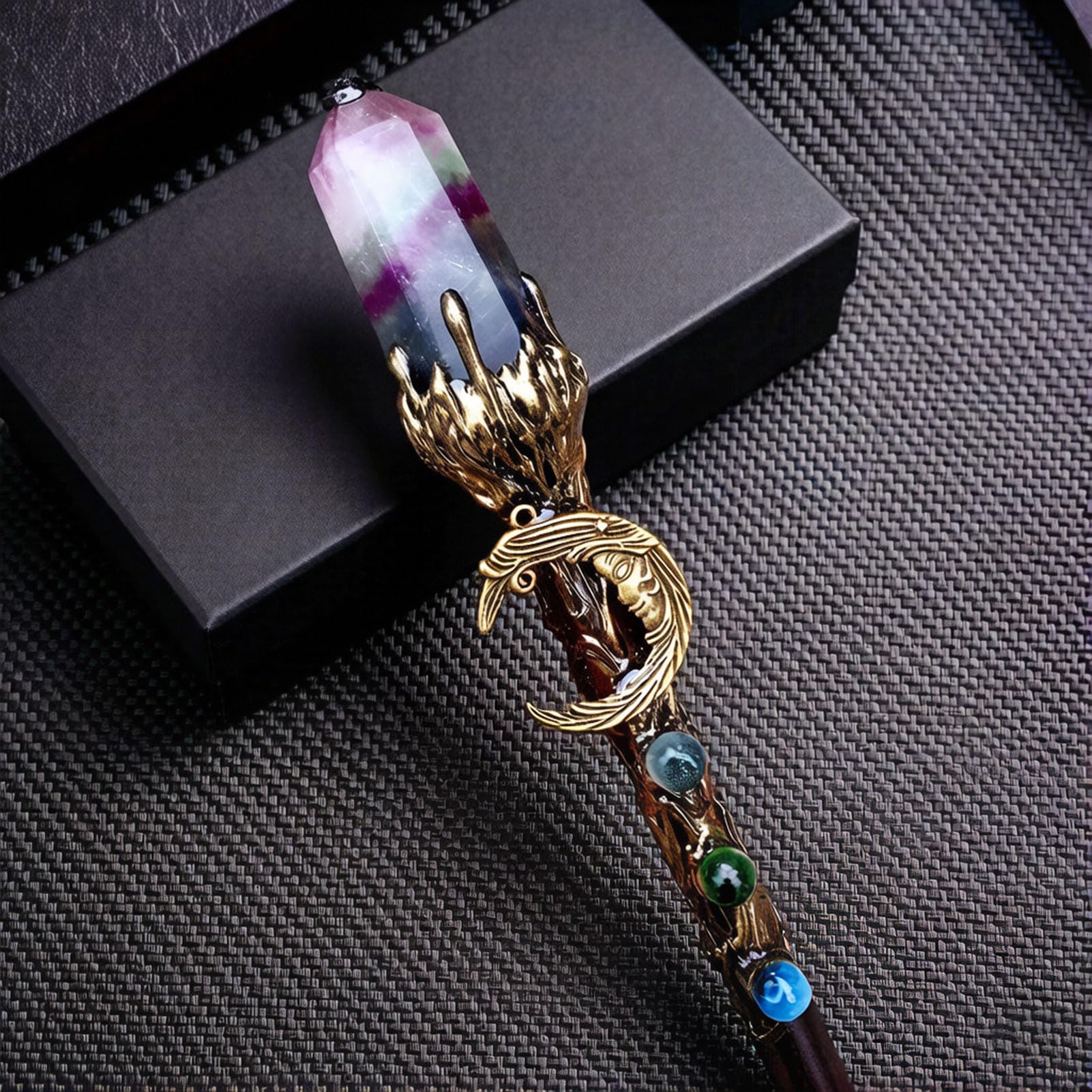 Varita mágica de cristal de chakra para brujas curativas hechas a mano