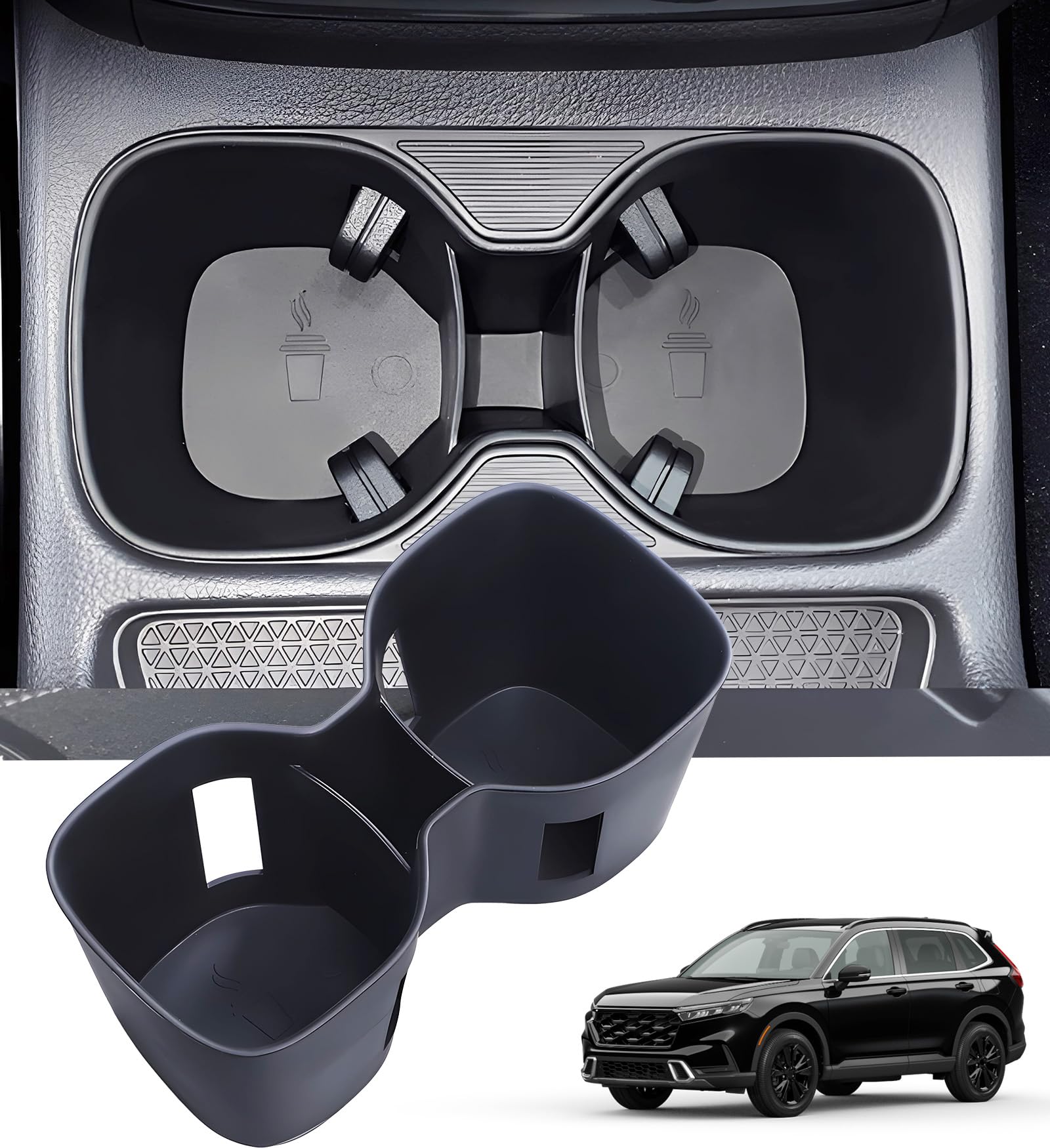Center Console Cup Holder Inserts for Honda CRV 2027 2026 2025 2024 2023, Interior Accessories Car Cup Holder for 2023-2027 CR-V, Black