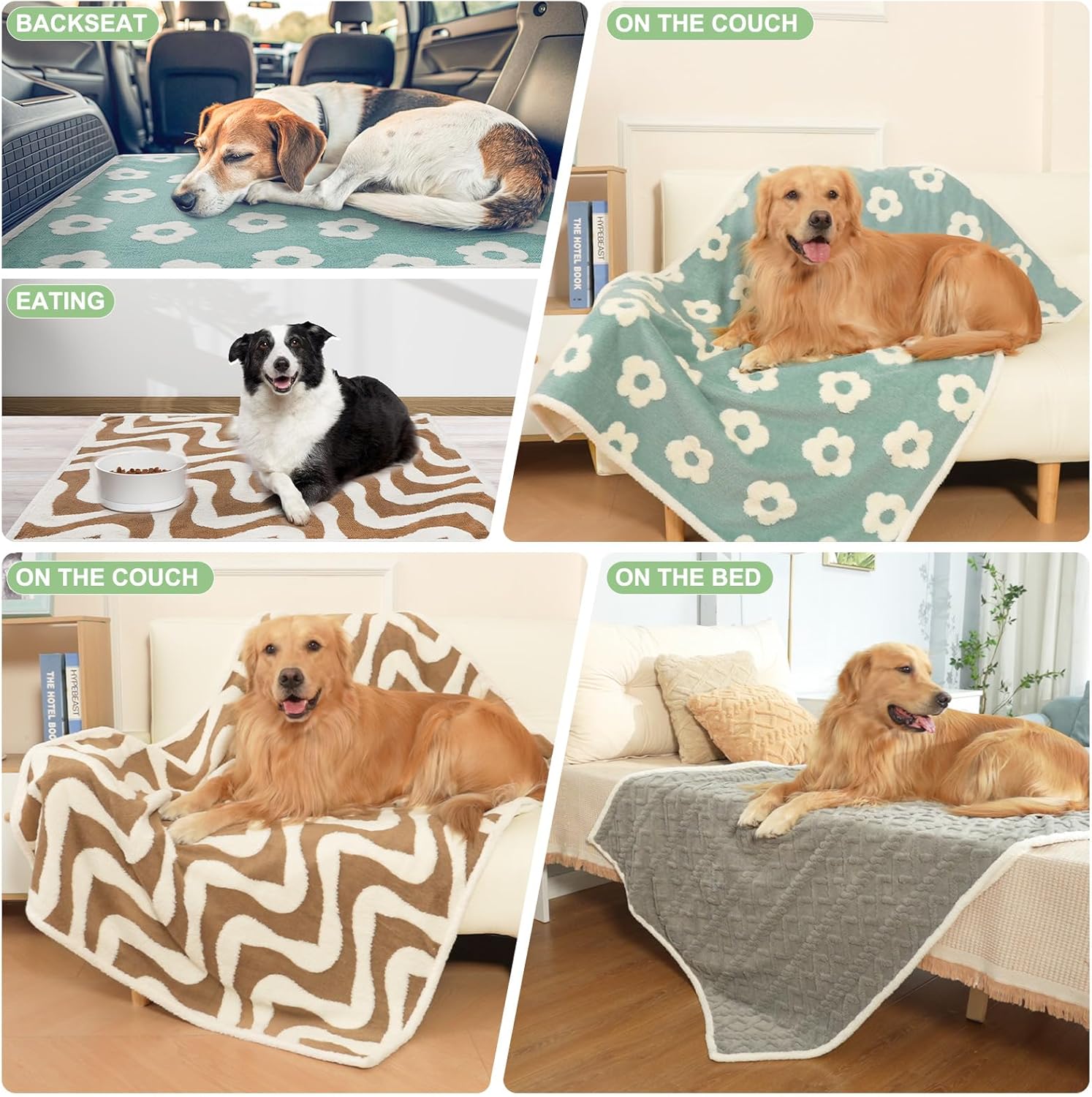 BEAUTYZOO Waterproof Dog Blankets for Medium Large Dogs Washable- Reversable Dog Blanket for Furniture, Sofa, Couch, Crate, Car- Soft Sherpa Dog Throw Plush Pet Bed Blanket Cat Puppy, 32"x40" Grey - Image 4