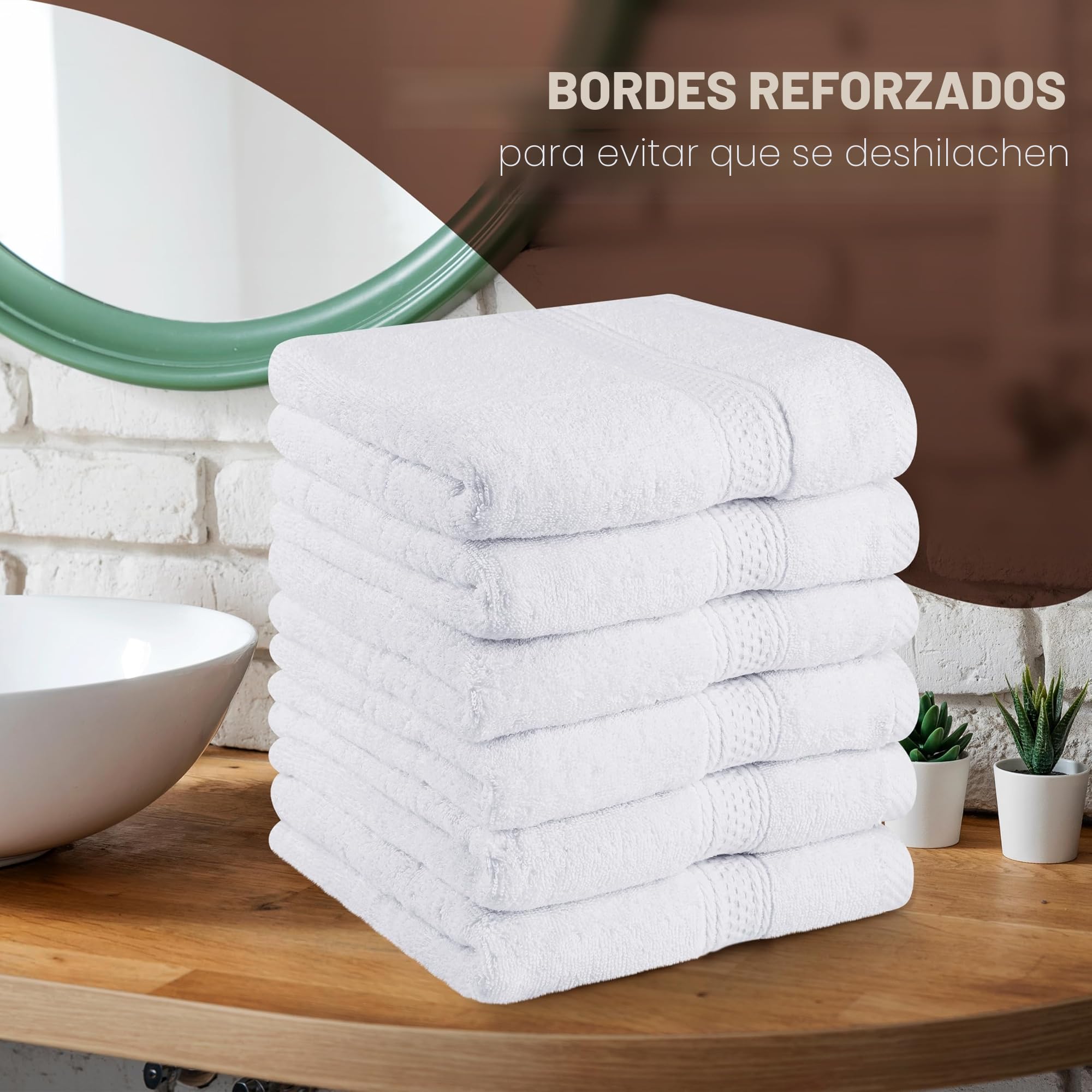Utopia Towels Juego de 6 Toallas de Mano 50 x 100 cm Algodón Blanco Altamente Absorbentes con Gancho