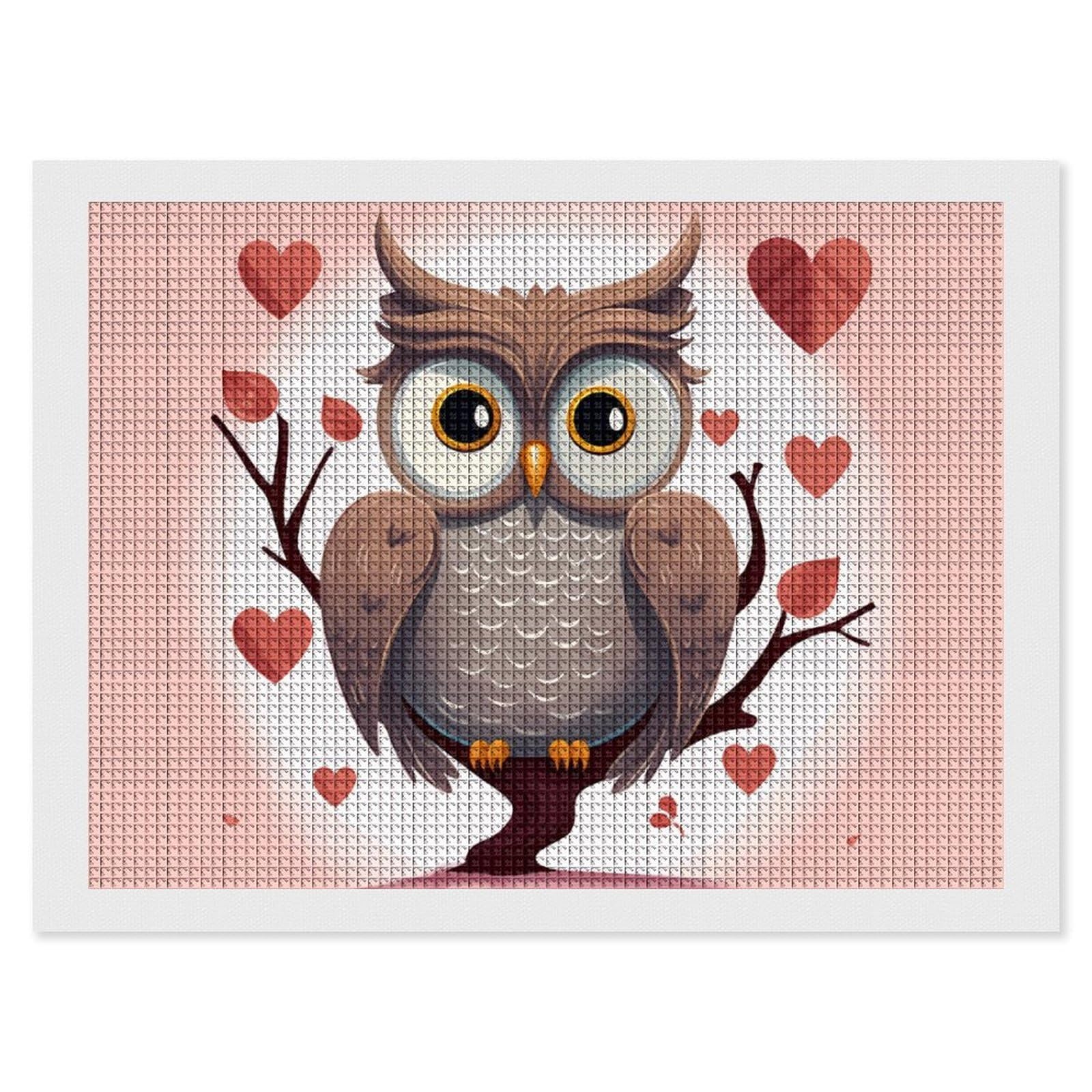 Owl Lover1 Diamond Art Kits for Adults, DIY 5D Diamonds Painting Kits for Beginner, Round Full Drill Diamond Dots Painting, 12"x16" Diamonds Pictures Gem Art and Crafts Wall Decor