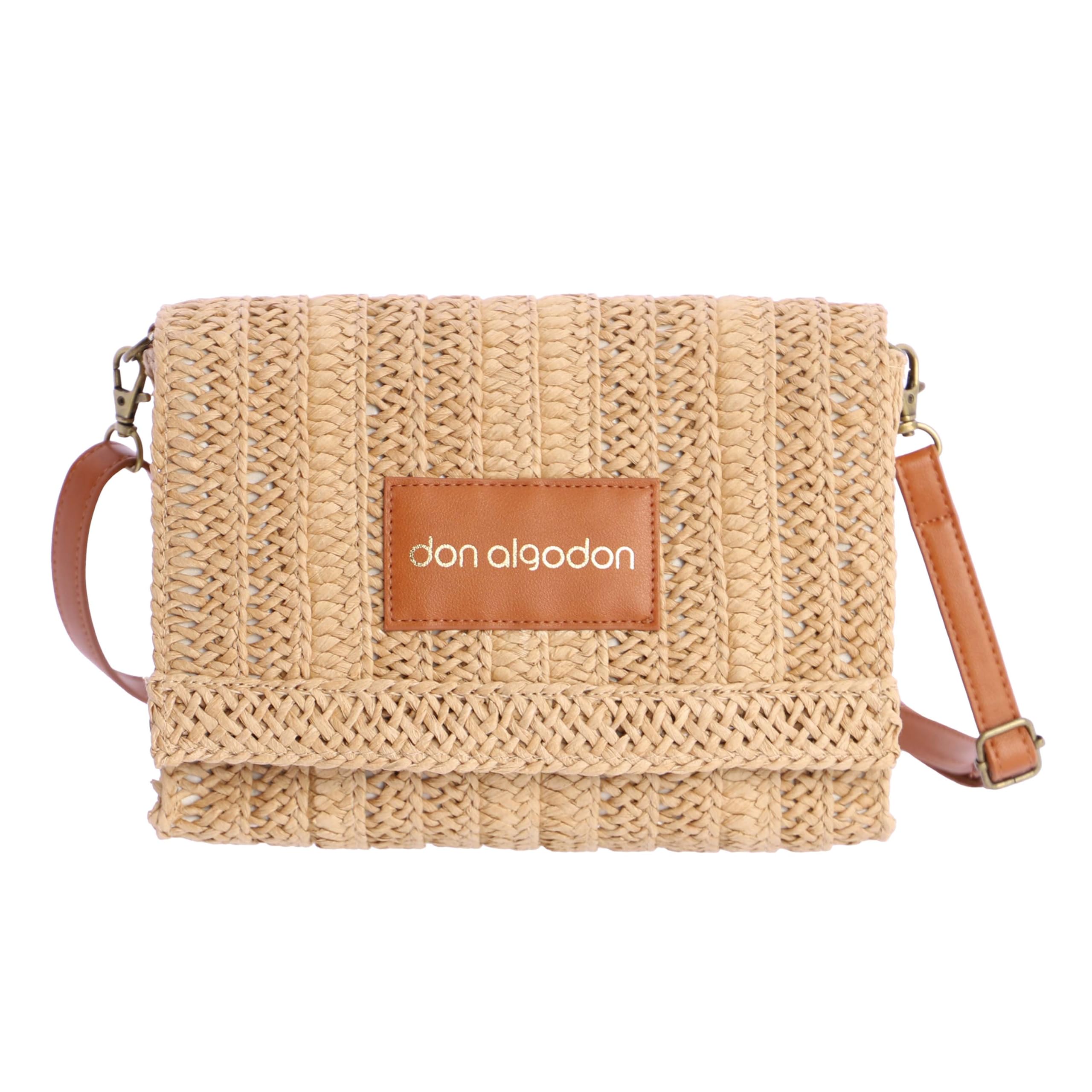 DON ALGODON Bolso bandolera mujer - Bolso playa mujer - Bolso mujer verano - Bolso rafia mujer - Bolsa playa para mujer - Bolso mimbre mujer hecho a mano ideal para la playa, Sintra