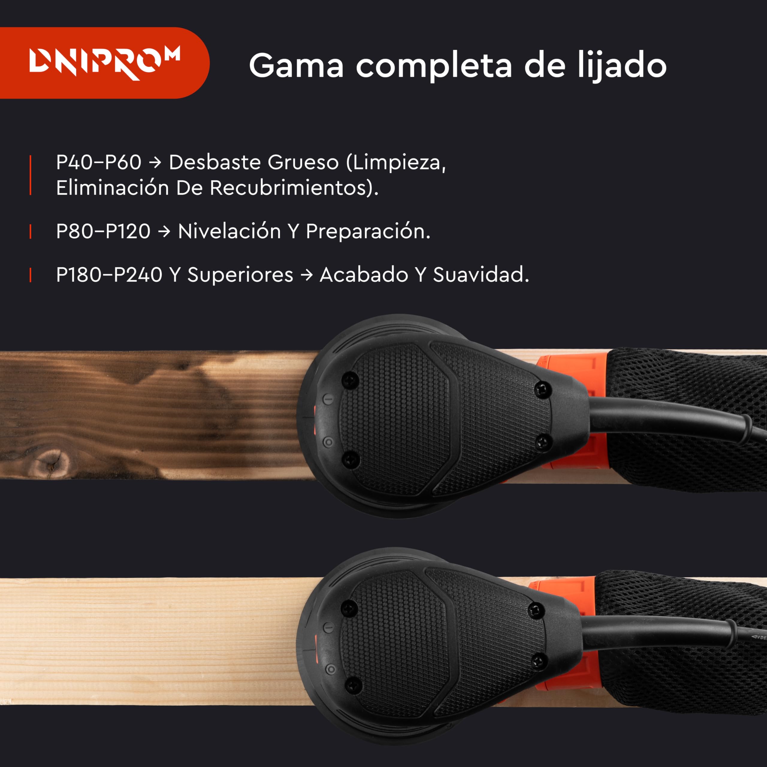 Lijadora Orbital Dnipro-M PE-29S 290W 125mm, con 20 Discos Incluidos