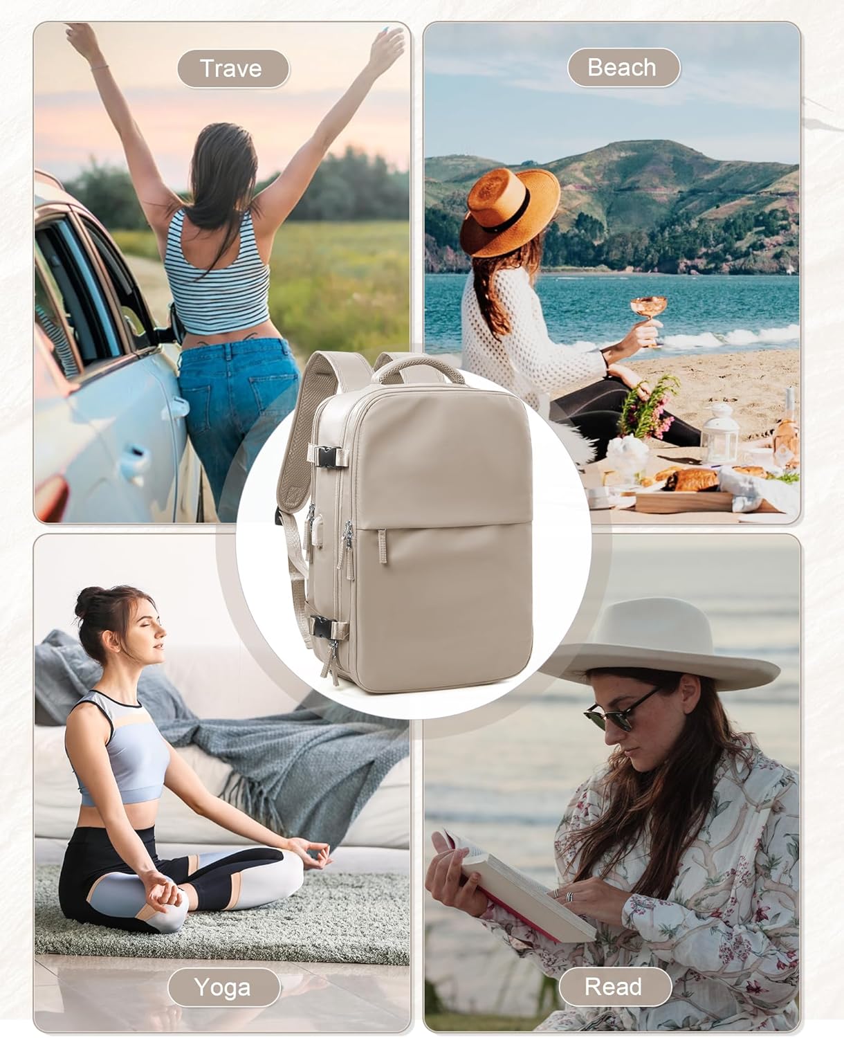 Vacuum Backpack Travel with Pump for Men & Women, Vac Space Backpack Lightweight Waterproof, United Airlines Personal Item Bag for Air Travel,Vacpack Bags for School Business Trip(Grey Brown) - Image 9