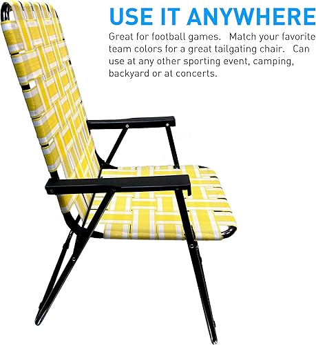 Miniatura 10 de Silla de césped plegable de acero para tumbona de patio, asas de madera para camping, playa, pesca, patio trasero, estadio, piscina, navegación y