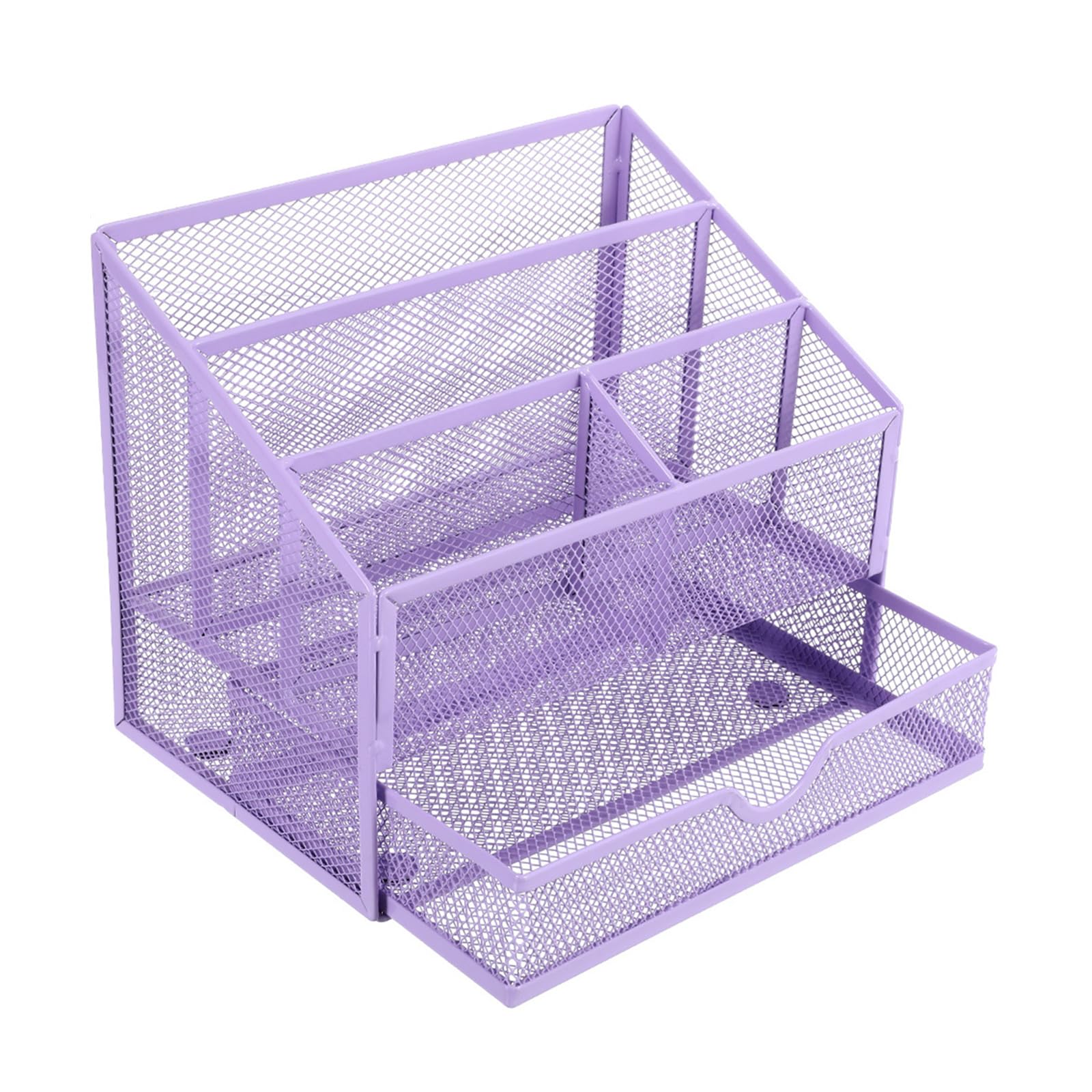 Woedpez Space Saving Desktop Pen Organiser with Drawer 5 Compartments File Letter Tray for School Supplies Metal Desk with Drawers