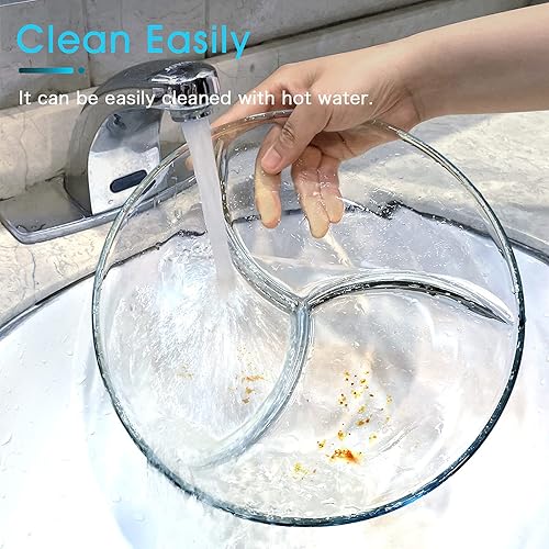 Miniatura 6 de NUTRIUPS Placa dividida de vidrio redonda con compartimento de vidrio con divisores para almuerzo, plato seccional de vidrio, 10 pulgadas