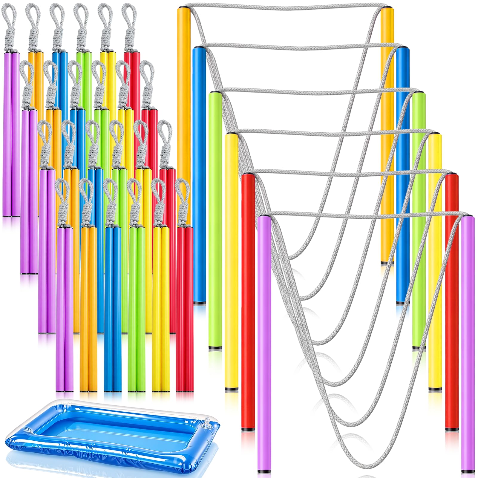 24 bacchette giganti per bolle colorate, con vassoio gonfiabile e pompa, per adulti, per feste di compleanno estive, soluzione di soffiaggio non inclusa