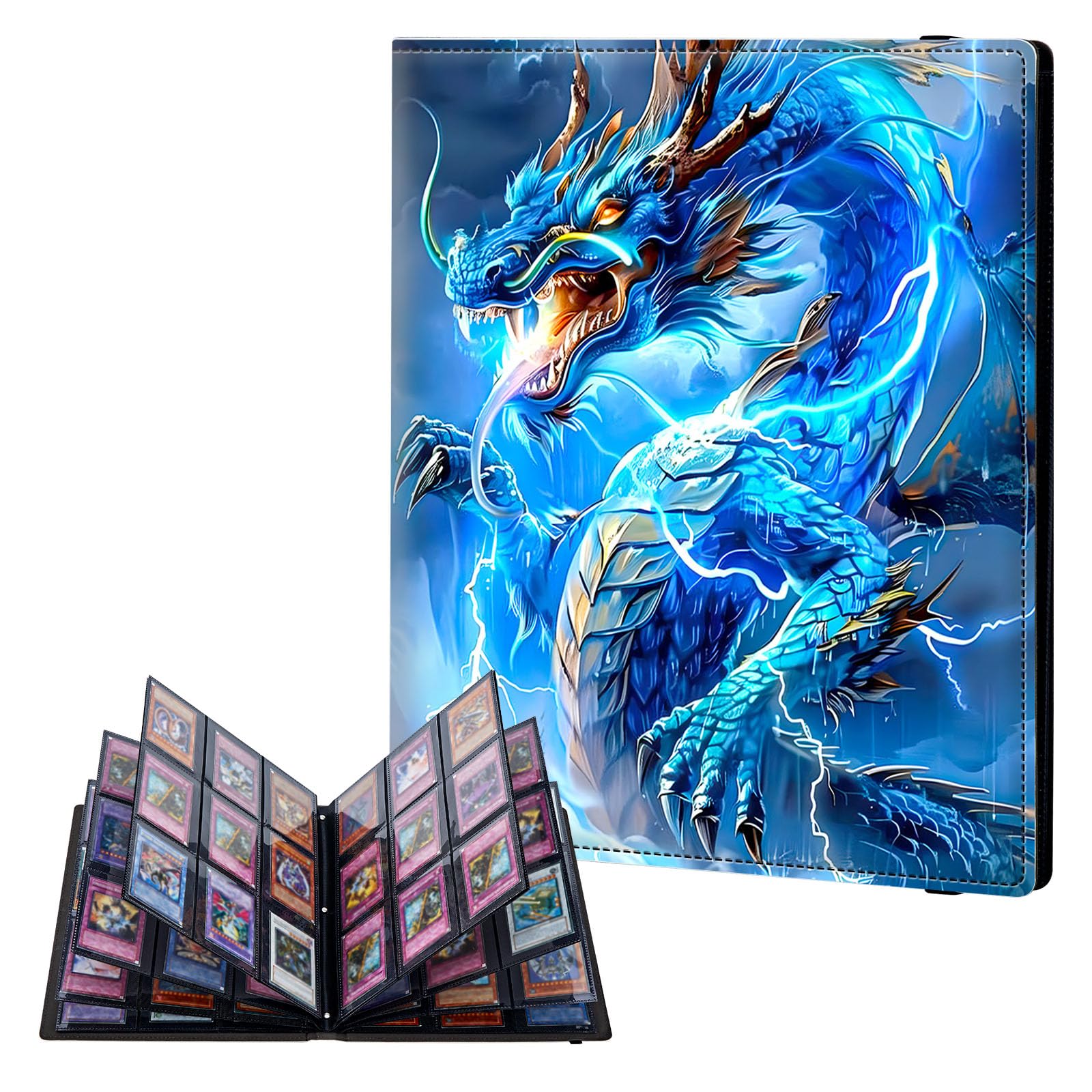 ETLKJVBL 9 Pocket Trading Card Binder, Card Collection Binder for TCG, MTG, Sports Cards, Baseball, Thunder Dragon Trading Card Book Holder for Collectors, Top Loader Binder — image 1