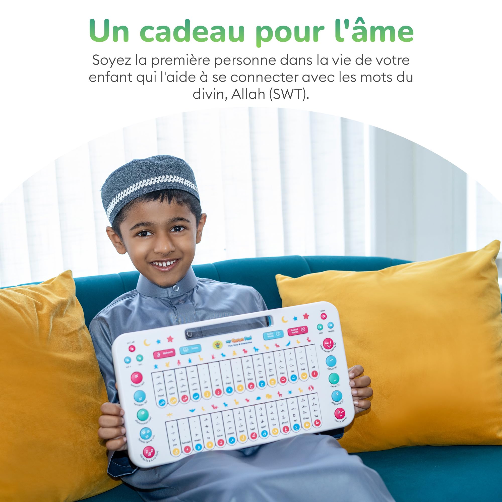 My Salah Mat Jouet Enfant 2 Ans et Plus - Mon Quran Pad interactif pour Enfants, Piano pour Apprendre l'arabe avec Alphabet, Animaux et Plus Encore - Jeux éducatif pour Enfants de 2 Ans
