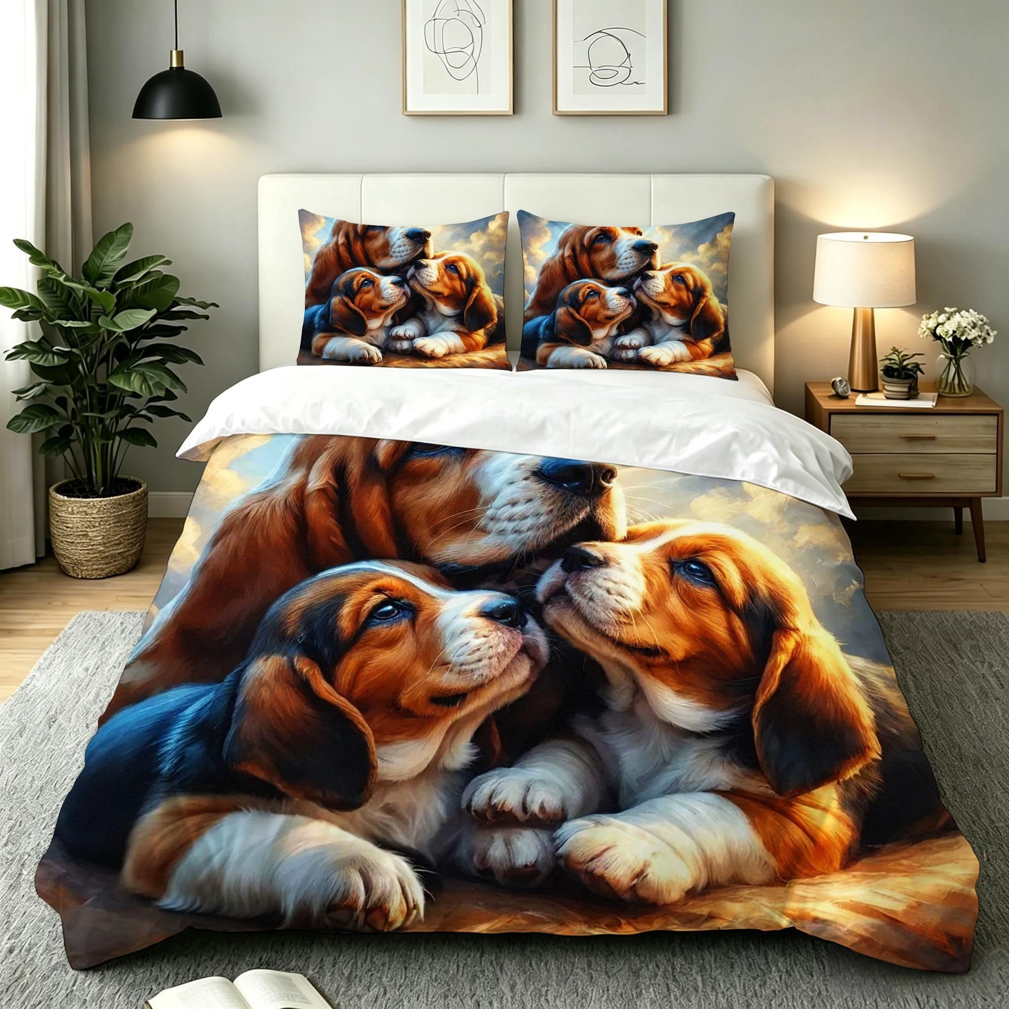Copripiumino Matrimoniale Cane Giallo 260x240, ZQ9354 | Traspiranti Durevoli Microfibra, per Tutta la Famiglia, Matrimoniale, per Tutte le Stagioni, con 2 Federe 50x80 cm