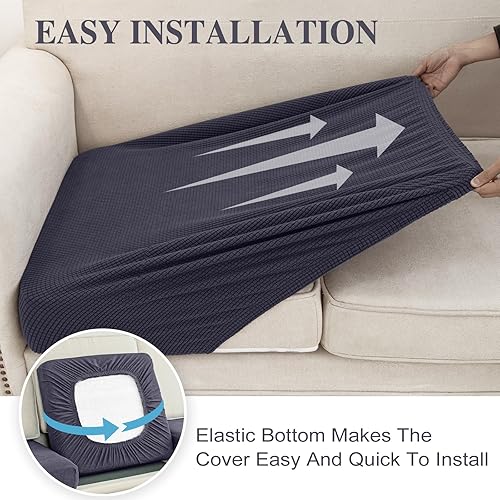 Miniatura 5 de Fundas de cojín de sofá, funda de cojín de asiento, funda elástica para sofá seccional separado, protector de muebles (3 piezas para asiento o