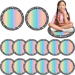 12 Pcs Schoolgirl Classroom Decor Carpet Seats for Preschool | Kindergarten Learning Playing Area 16 Inch Round Classroom Rug Floor Cushions Non Slip Cushion Decor