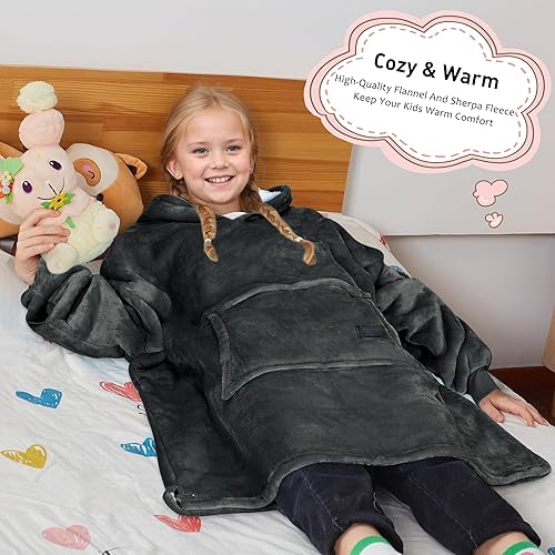 Miniatura 2 de Solaris - Sudadera con capucha tipo manta para niños - Regalo cálido y suave, sudadera de forro polar Sherpa de gran tamaño y acogedora para