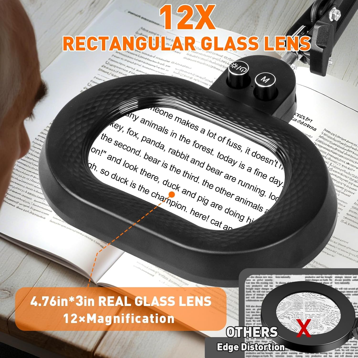 2,200 Lumens, 12X Magnifying Glass with Light and Stand, Floor Lamp with 3-Axis Rotary Head, Mag Lamp for Estheticians Facial Eyelash, Infinite Colors, LED Lighted Magnifier for Craft Painting