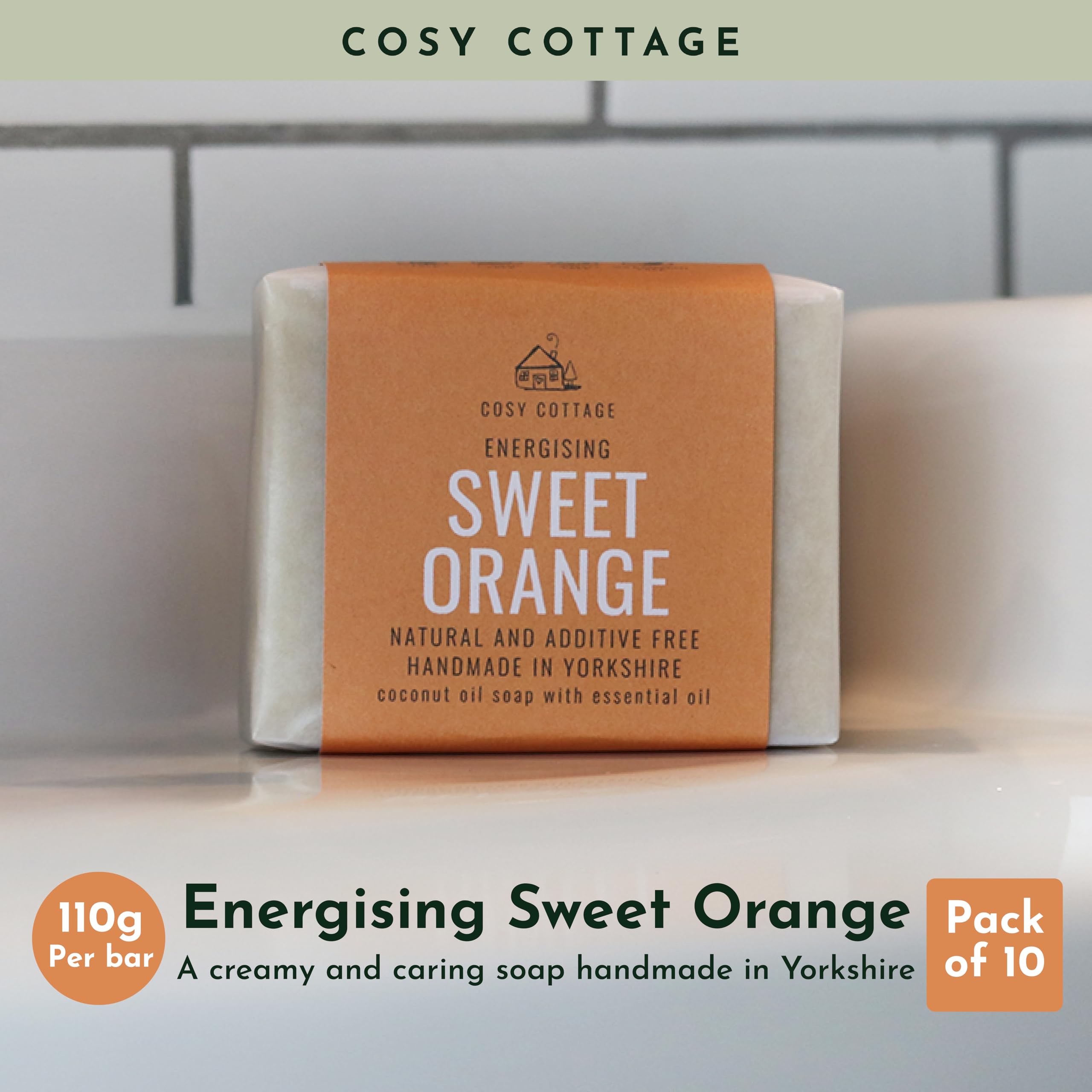 Cosy Cottage Energising Sweet Orange Soap Bar - Bundle Pack of 5 x 110g, Clear, 110 g (Pack of 1) - Image 3