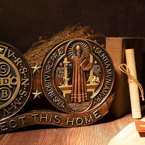 Miniatura 4 de bgcarpenter St Benedict Medal Wall Decor Plaque Religious Handmade Wooden Saint Benedict Crucifix Wall Cross Christmas Gift - 12 Inch