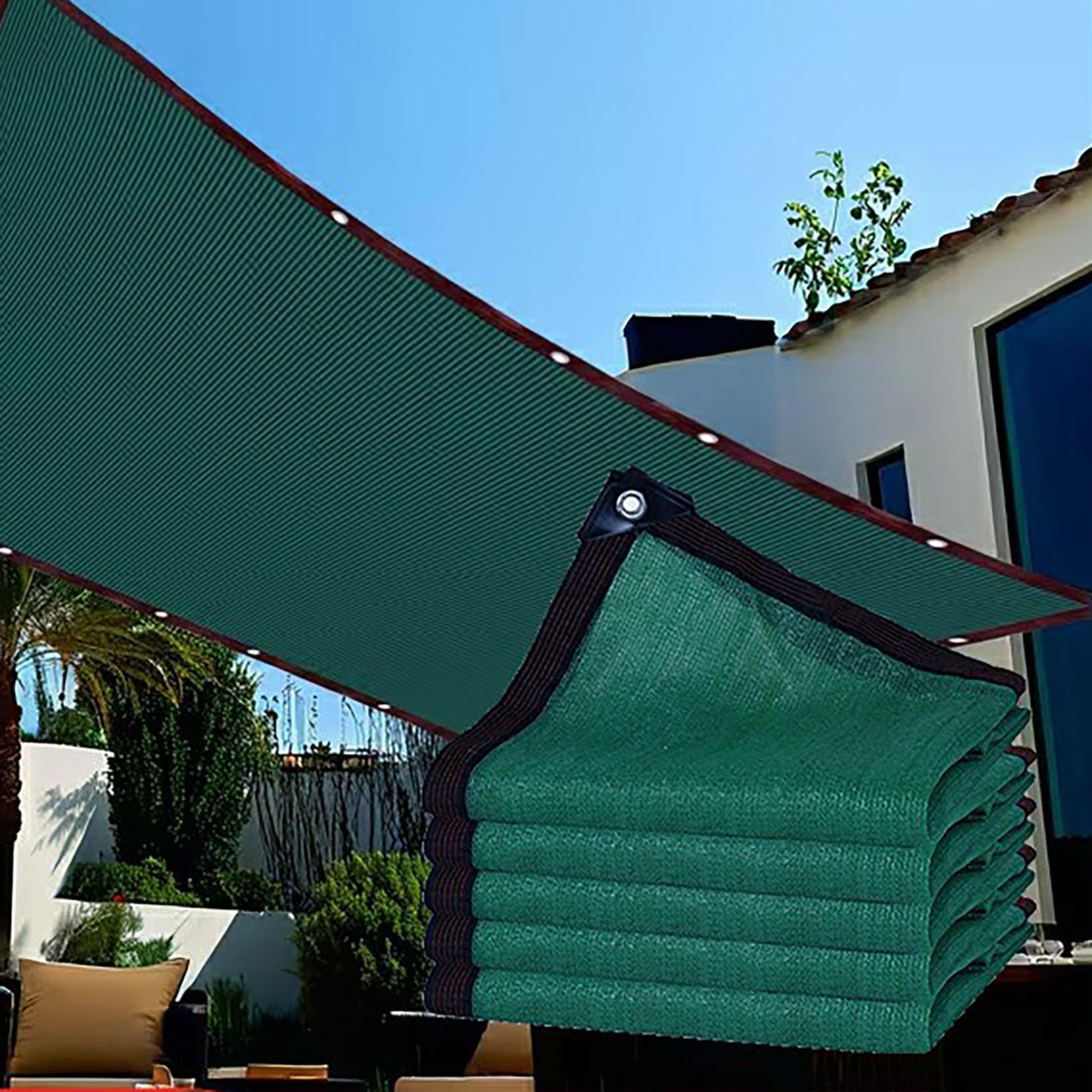 Red de sombra impermeable de alta resistencia, 90 % de bloqueo UV, malla verde, transpirable, tamaños multiusos con ojales (1 x 10 m) para jardín, patio y uso al aire libre