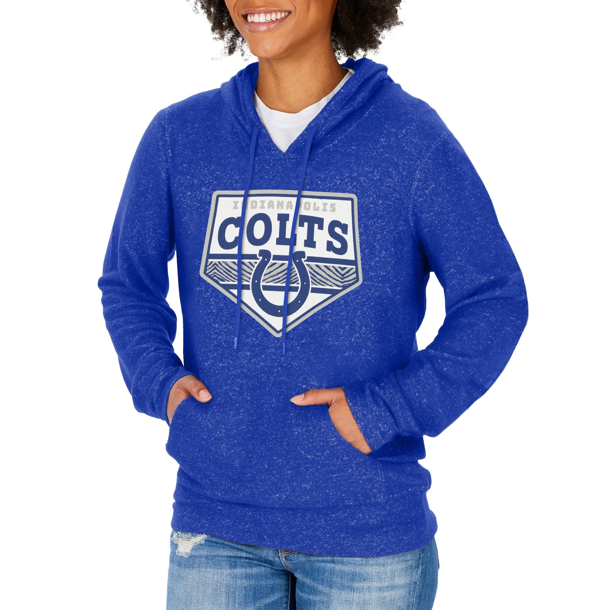 Zubaz NFL Women's Team Color Soft Hoodie With Diamond Graphics, Indianapolis Colts, X-Small