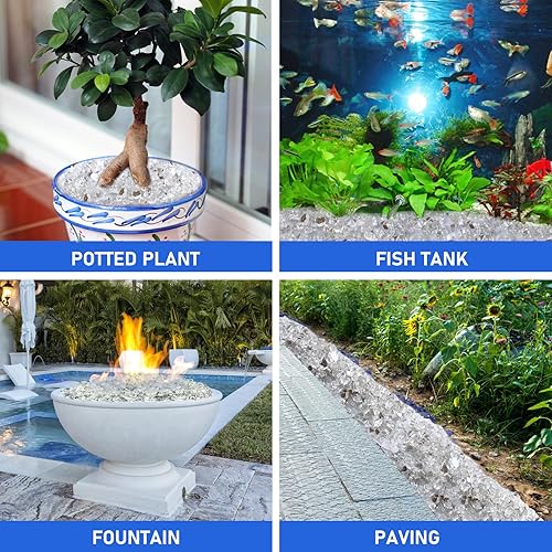 Miniatura 6 de Vidrio ignífugo de 20 libras para hoguera, rocas de vidrio reflectante de 12 pulgada para chimenea de propano y gas, vidrio transparente con piedra