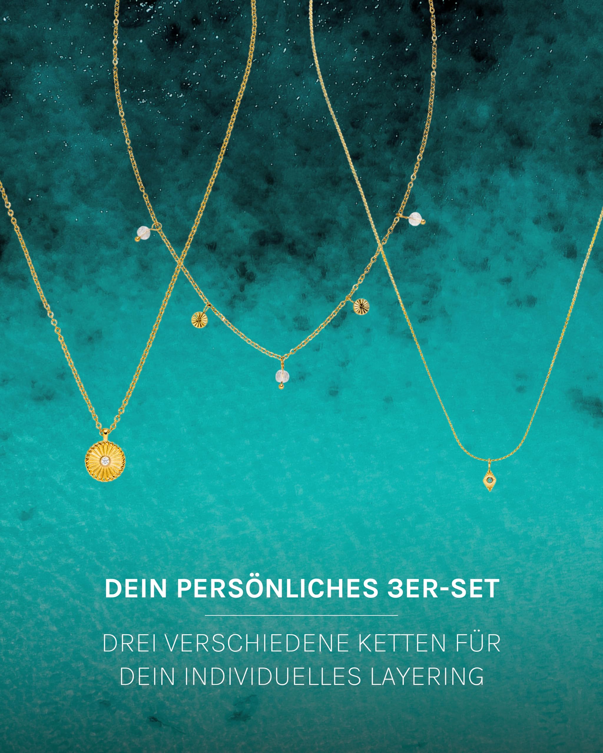 Purelei Kaipo Ketten Set – Ketten für Damen aus langlebigem Edelstahl – Wasserfeste Ketten mit Anhänger – Verstellbare Länge – Halsketten für deinen individuellen Look