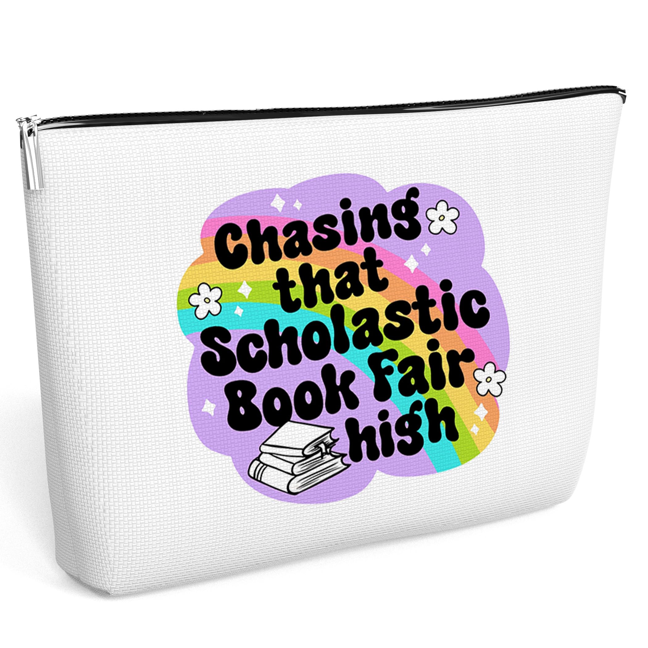 Book Lover Makeup Bag Gifts, Toiletry Bag for Women, Sister Teen Girl Friends Colleague Zipper Makeup Pouch Bag Gift Idea, Christmas Birthday Gift, Chasing That Scholastic Book Fair High