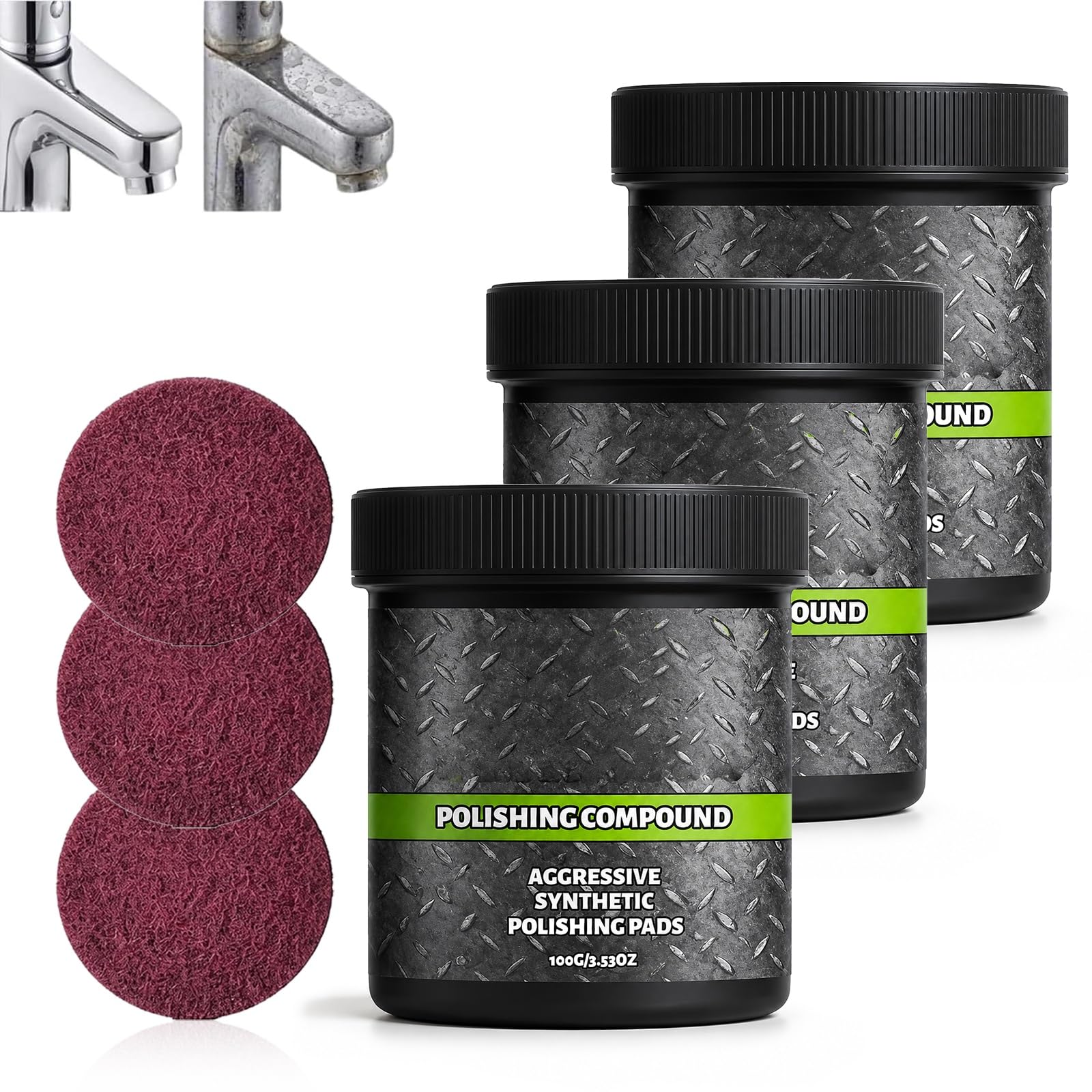 Lucidante Per Il Ripristino Delle Superfici Tutto In Uno Con Tampone | Pasta Da 100 G Per Lucidatura Superficiale E Rimozione Graffi: Per Legno, Marmo, Metallo, Mobili, Piani Di Lavoro(3pcs)