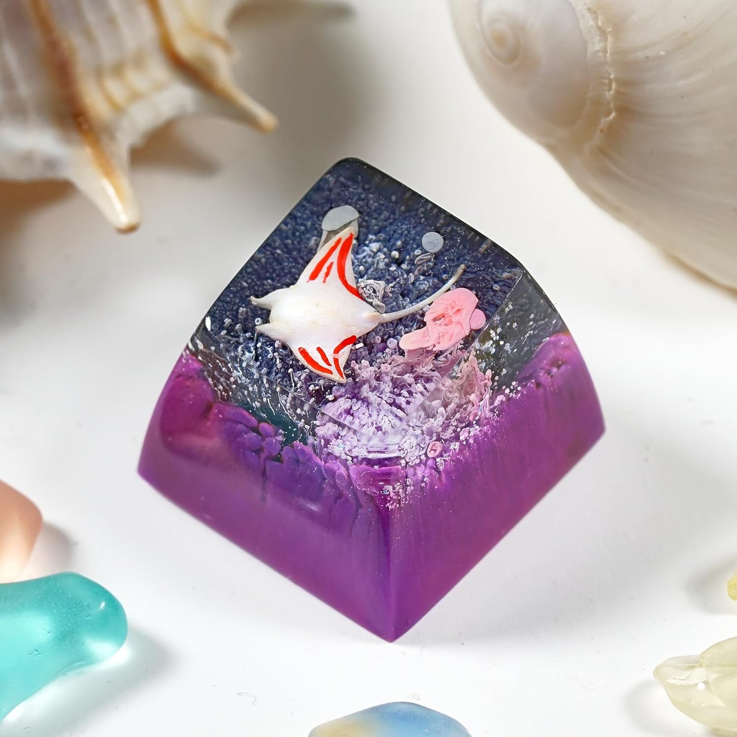 Blue Purple Galaxy Astronaut Artisan Keycap R1 SA Profile Custom Astronauts Keycaps 1U ESC Handmade Gaming Resin Key Cap Cherry MX Switch Compatible Mechanical Keyboard Space Lover Gift