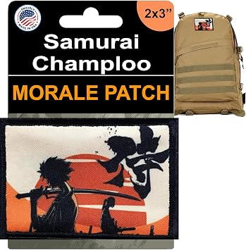 RedheadedTshirts Samurai Champloo Anime Patch - 2x3 Hook and Loop Tactical Morale Patches for Outdoor Backpacks, Plate Carriers, Operator Caps, Military Gear, Funny Patches, Tactical Accessories