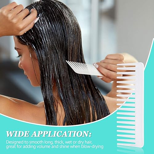 Miniatura 6 de Patelai Peine de dientes anchos, peine desenredante grande para cabello rizado, húmedo y seco, sin mango, accesorios desenredantes (ámbar)