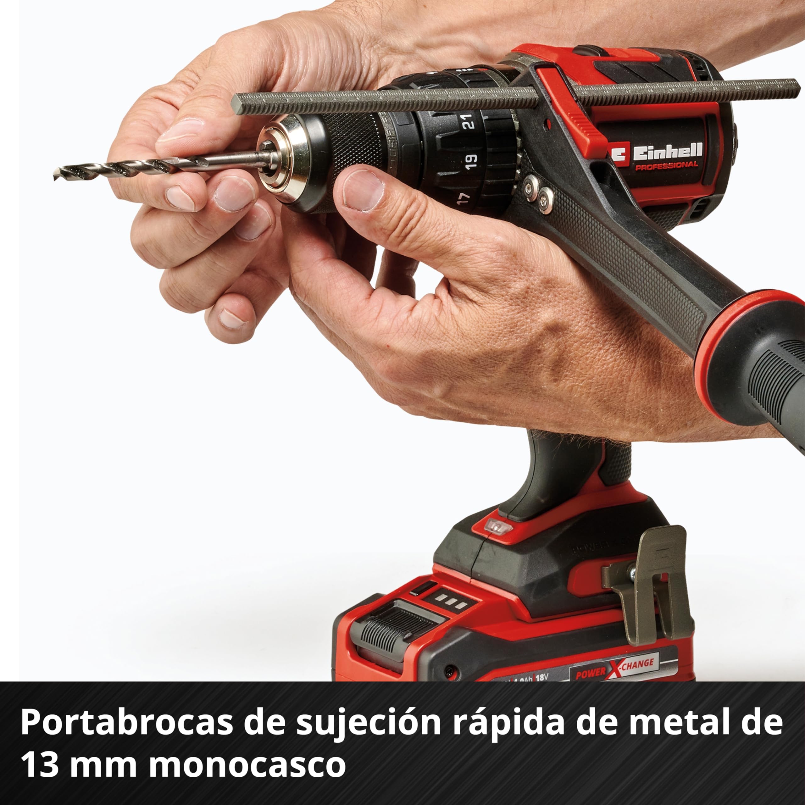 Einhell Professional Taladro percutor con batería TP-CD 18/120 Li-i BL-Solo Power X-Change (18 V, sin escobillas, 120 Nm, func. de perfor. por percusión, portabrocas de 13 mm, 2 velocid., sin batería)