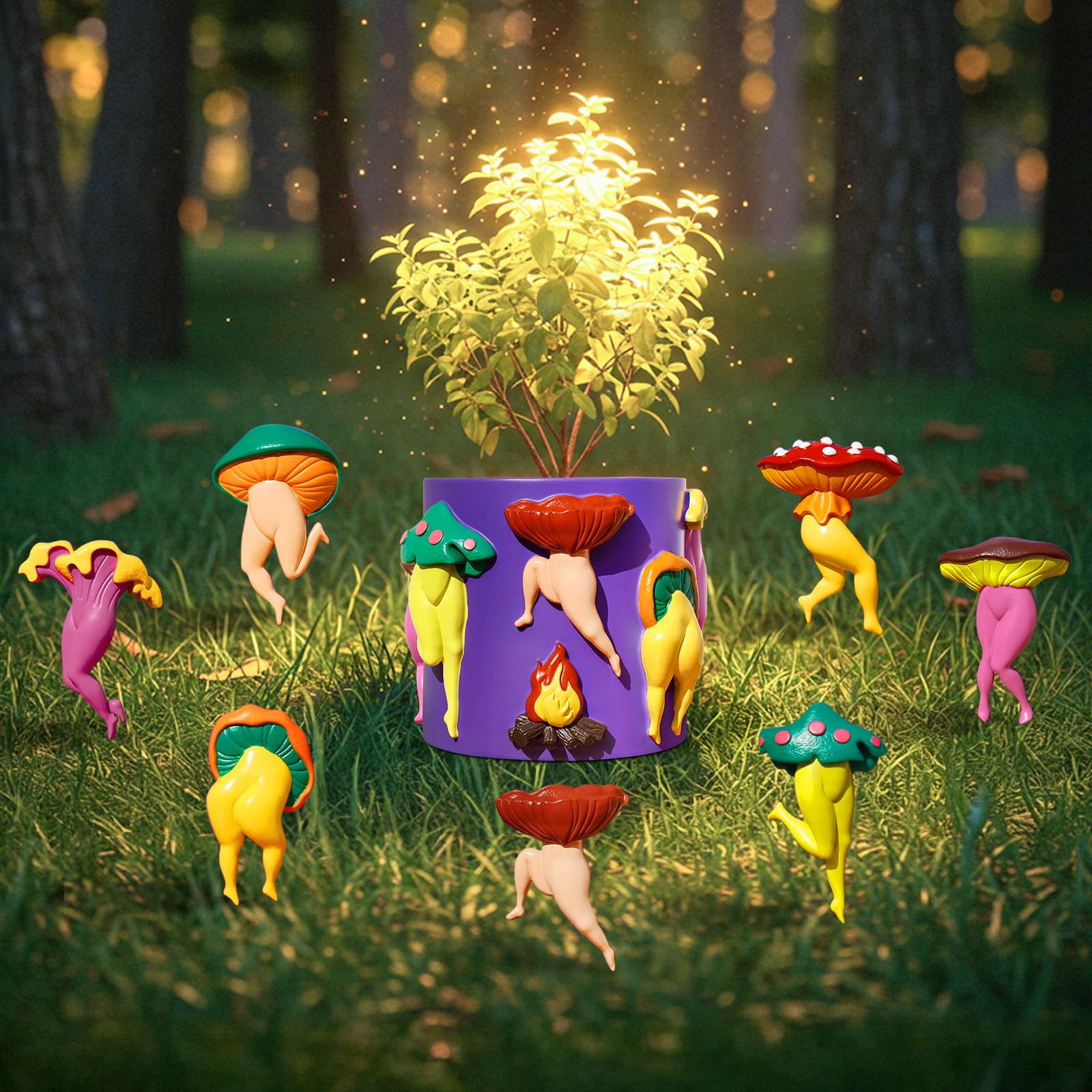 GUGUGO Mushroom Female Body Planters, Unique Dancing Lady Flowers Planter, Cute Quirky Butt Plant Pots for Indoor Plants, Funny Succulent Flower Pot for Home Decor, Eclectic Aesthetic Gift, Green